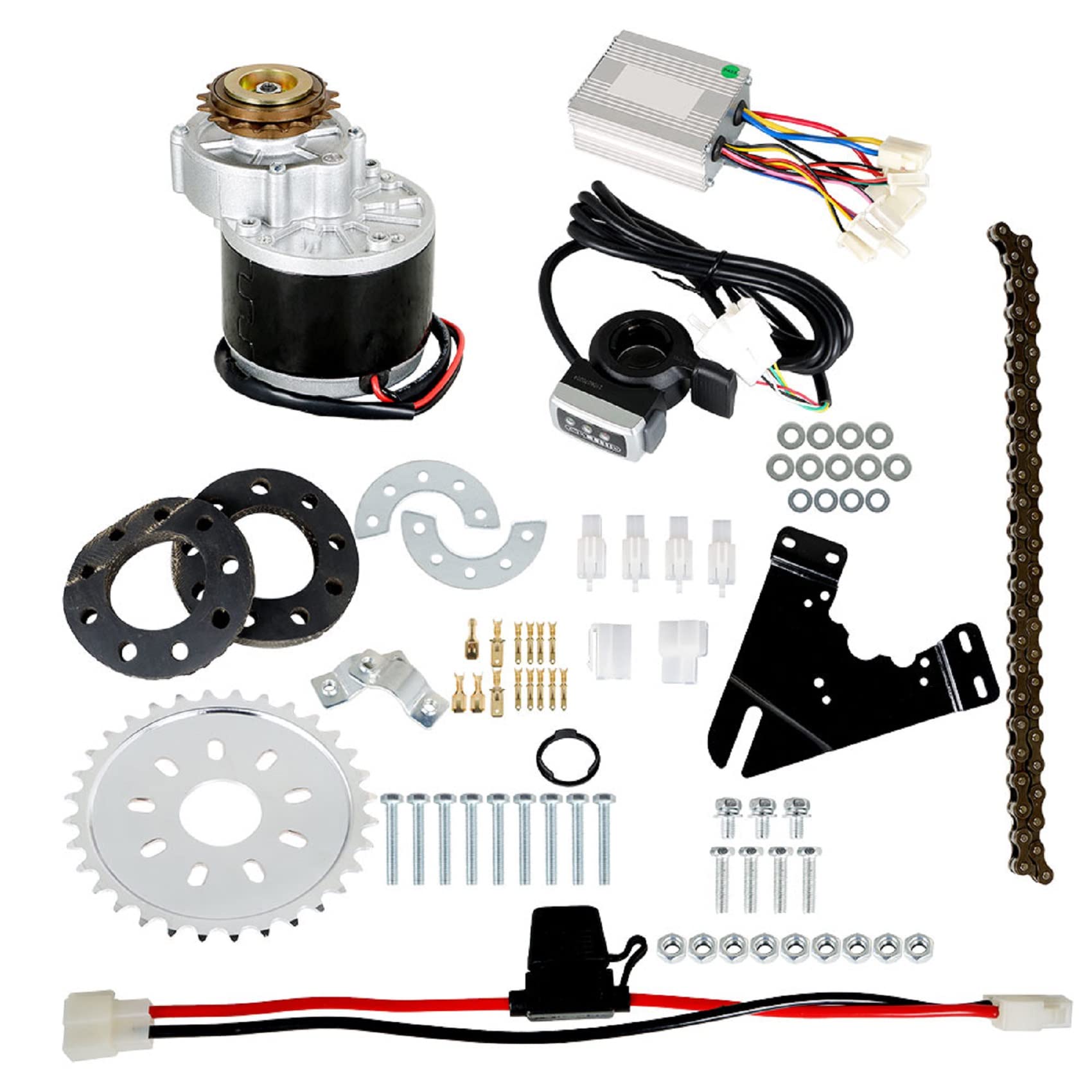 24V/36V 250W Electric Bike Conversion Kit - Left Chain Drive Motor with Geared Derailleur for Common Bicycles | DIY E-Bike Upgrade for Commuting & Off-Road Cycling