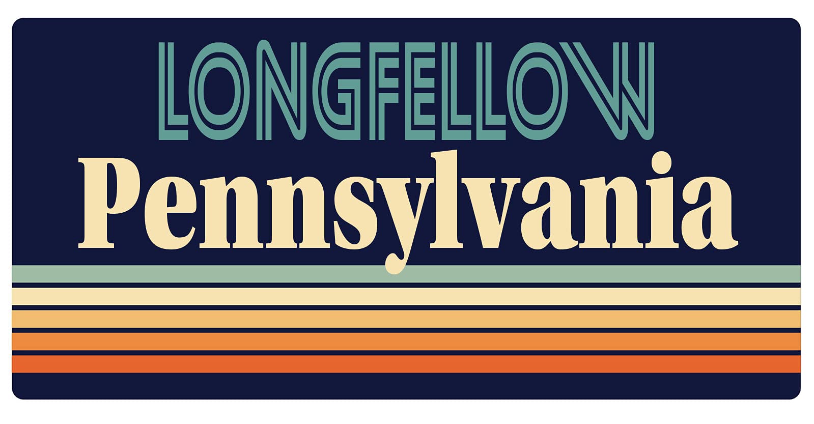 Longfellow Pennsylvania 5 x 2.5-Inch Retro Fridge Magnet - Vintage Souvenir for Refrigerators, Lockers & Metal Surfaces - Perfect for Home, Office & Travel Decor