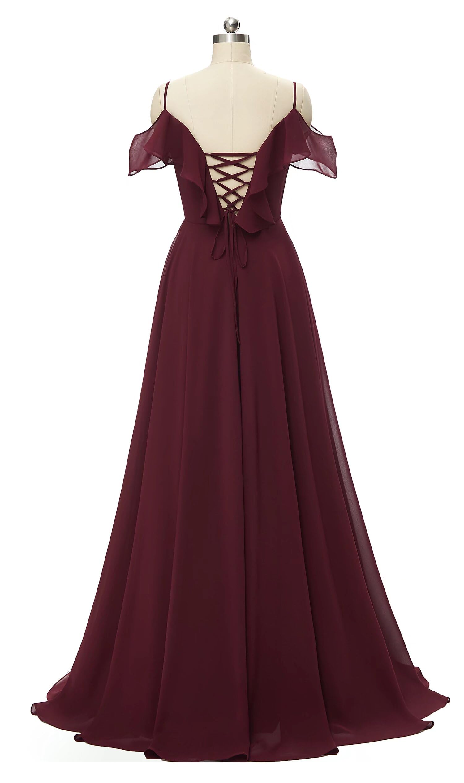 Elegant Spaghetti Strap Bridesmaid Dresses for Women - Long Chiffon Formal Evening Gown with High Slit | Perfect for Weddings, Prom, Cocktail Parties & Special Occasions