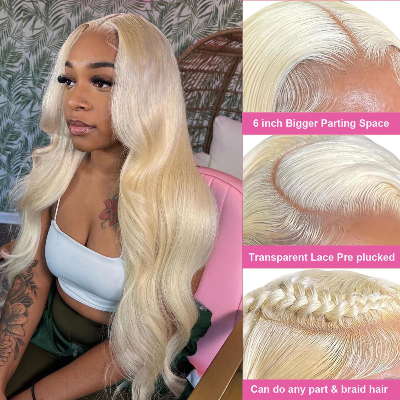 613 Lace Front Wig Human Hair 13x6 Body Wave 28 Inch Blonde HD Lace Frontal Wig - 200% Density, Pre-Plucked with Baby Hair, Glueless & Breathable - Perfect for Daily Wear, Cosplay, Parties & Special Occasions