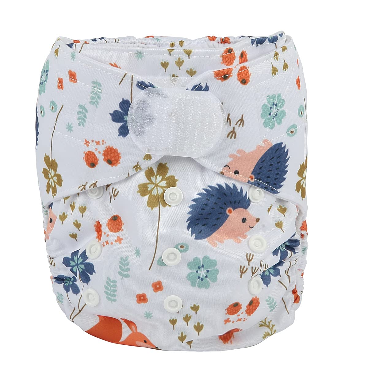 Organic Baby Pocket Cloth Diaper - Adjustable Hook & Loop Fasteners - Cute Squirrel & Hedgehog Print - Eco-Friendly Reusable Nappy for Newborns & Toddlers - Perfect for Daycare, Travel & Eco-Conscious Parenting