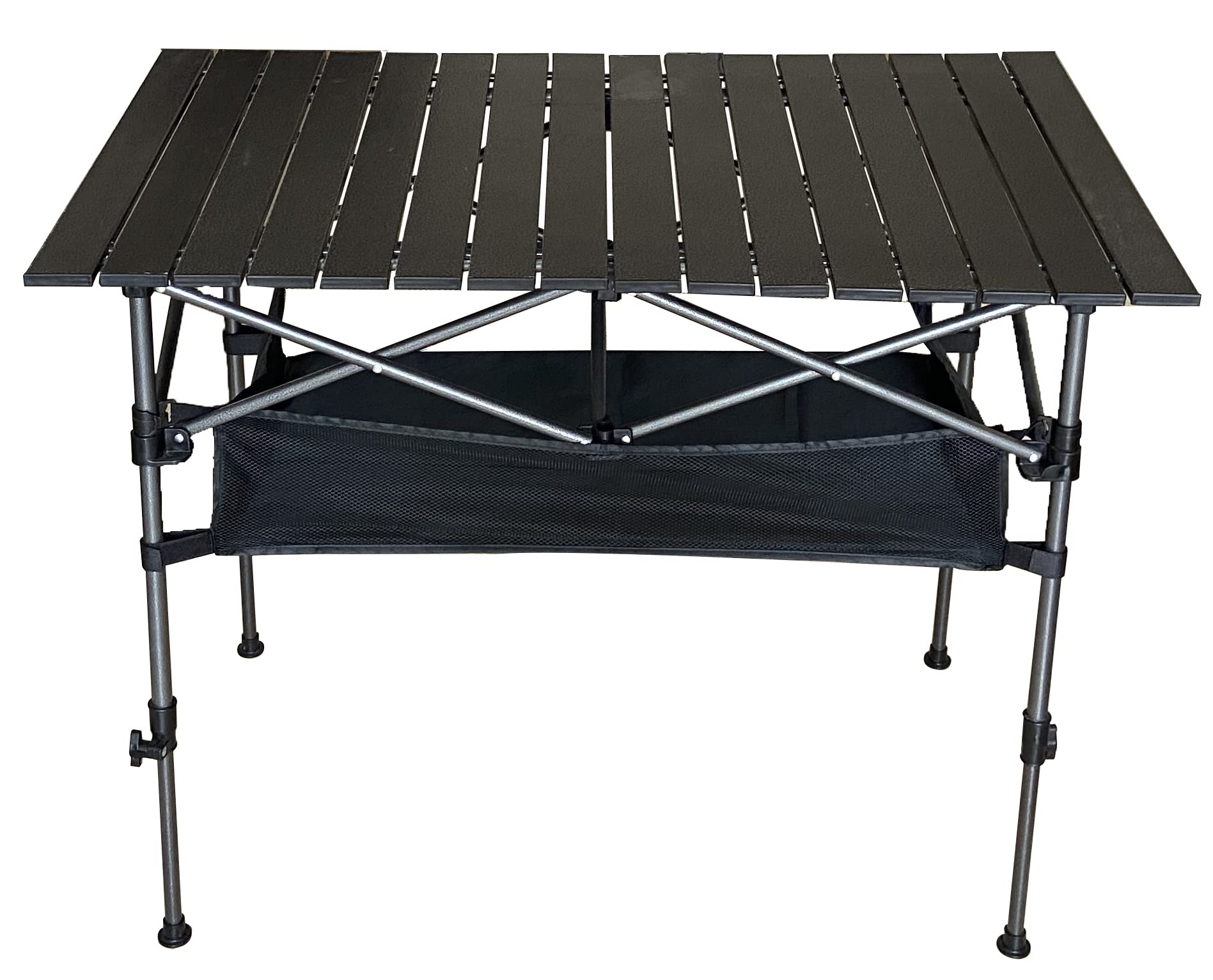 Foldable Portable Camping Table with 4 Folding Chairs - Adjustable Height 20-28in, 37in Length - Includes Storage Net & Carrying Bag - Lightweight Aluminum Beach & Picnic Table for Outdoor, Backyard, BBQ, Tailgating & Beach Parties