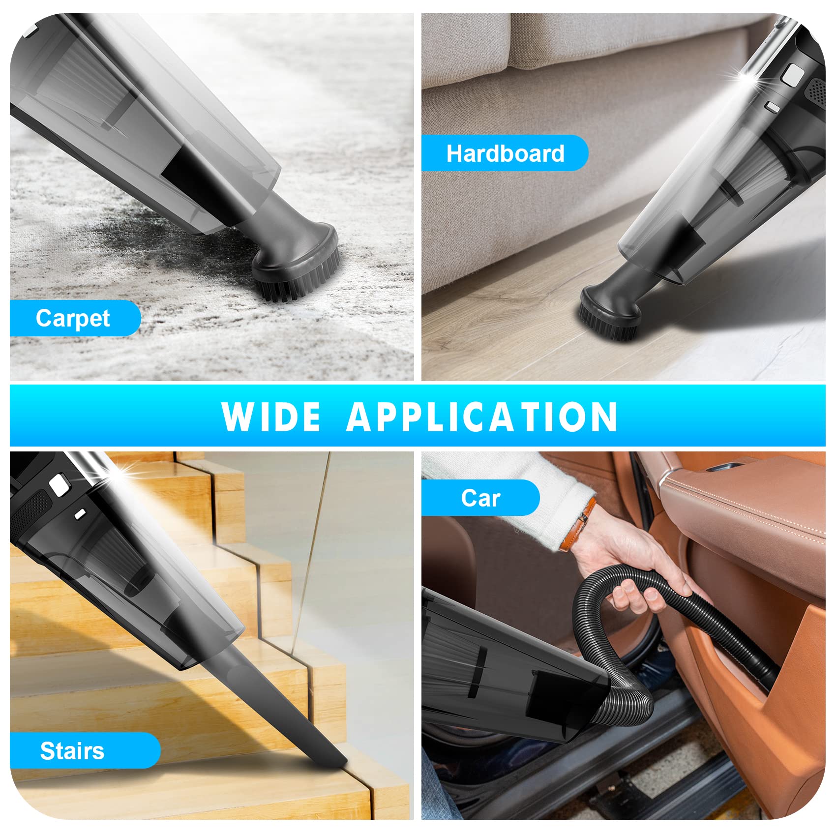 Powerful 11000PA Cordless Handheld Vacuum Cleaner - Mini Portable Rechargeable Car Vacuum for Home, Office & Auto Use | Perfect for Car Seats, Pet Hair & Quick Cleanups