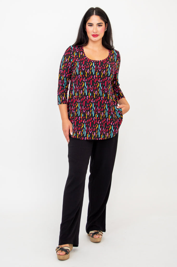 Jazz 3/4 Sleeve Top for Women - Soft Bamboo Fabric Conga Dance Shirt - Perfect for Latin Dance, Salsa, and Performance Wear