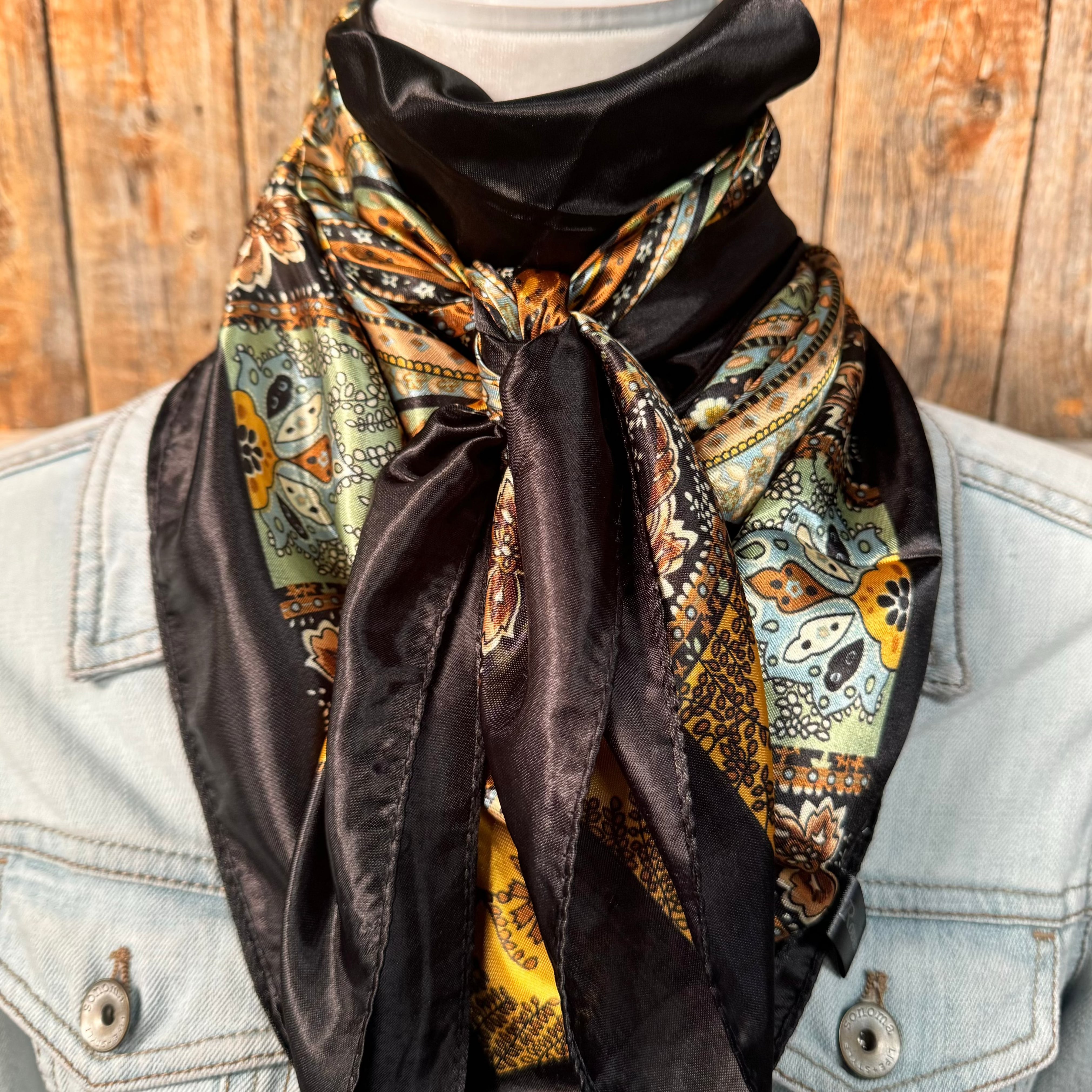 35X35 Golden Rod Paisley Wild Scarf - Premium Cowboy Bandana for Western Fashion, Horse Riding & Outdoor Activities