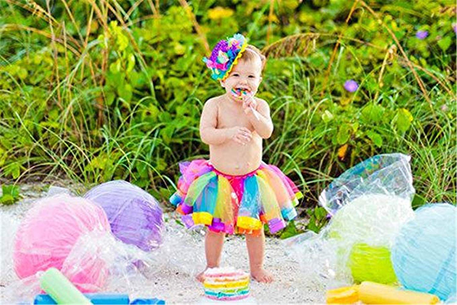 Rainbow Tutu Skirt for Girls with Unicorn Headband - Birthday Party Dress, Dance Costume, Princess Outfit, Toddler Gift (KPT9) - Perfect for Birthday Parties, Dance Recitals, Dress-Up Play & Photo Shoots