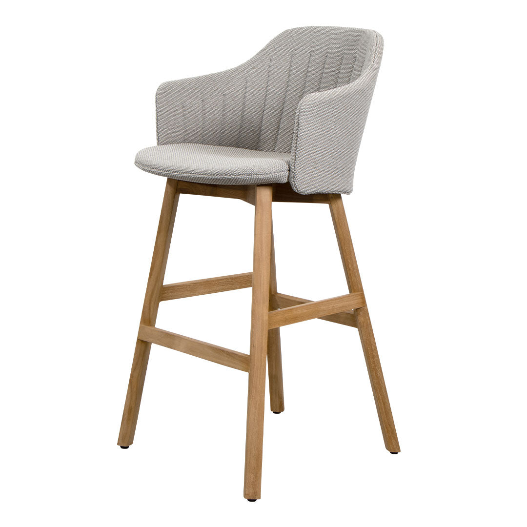Premium Outdoor Bar Stool with Wood Base & Comfortable Back/Seat Cushion - Perfect for Patio, Deck, Poolside & Garden Relaxation