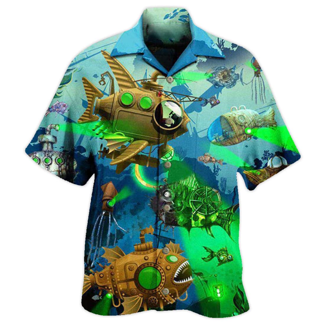 Fishing America Hawaiian Shirts for Men & Women - Ocean Themed Short Sleeve Button Down Shirts | Beach Vacation, Summer Party & Casual Wear