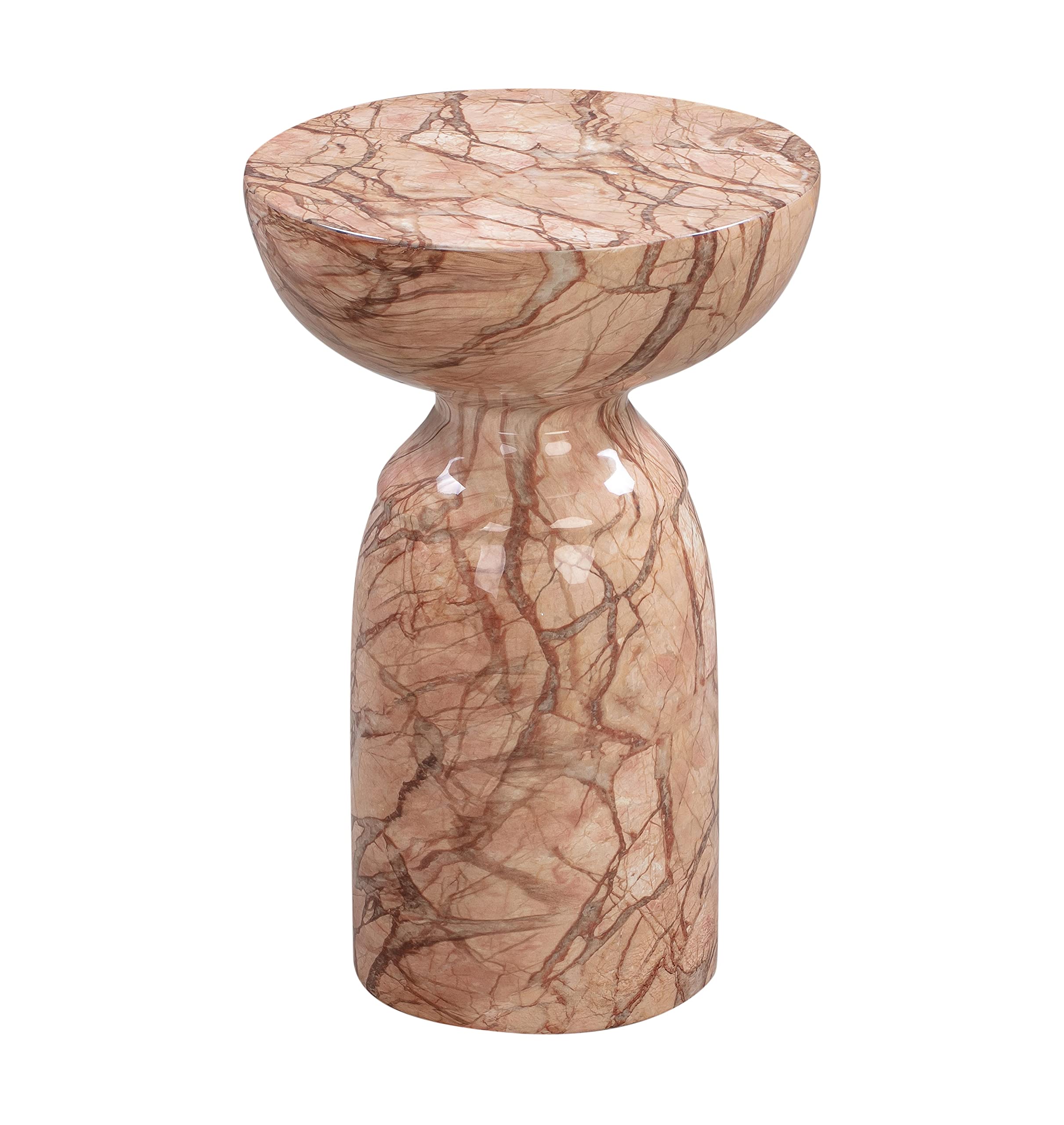 Tov Furniture Rue Faux Marble Concrete Side Table - Indoor Outdoor Use - Sunset Color - Perfect for Patio, Living Room & Garden Decor