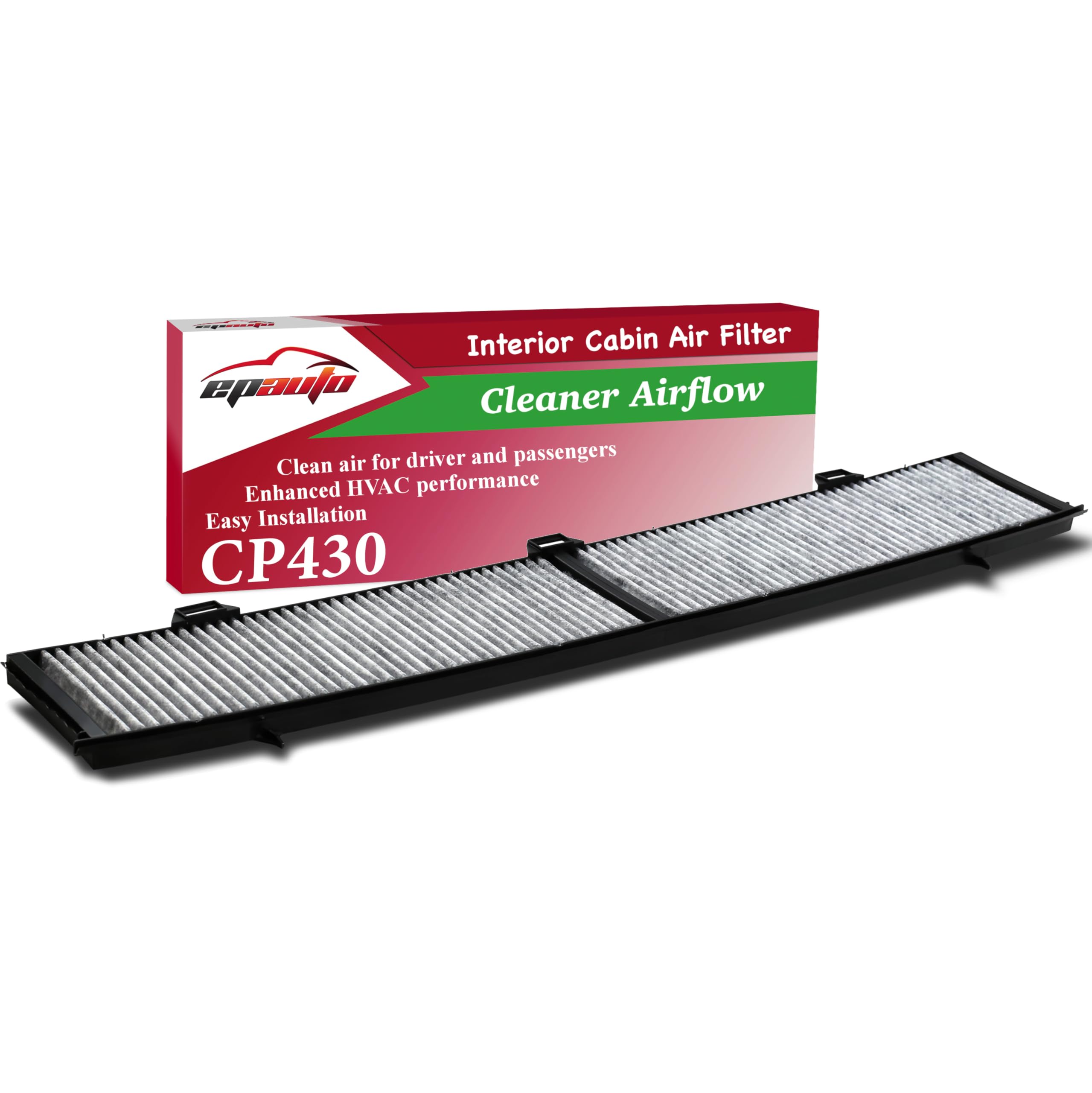 EPAuto CP430 (CUK8430) Premium Activated Carbon Cabin Air Filter Replacement for BMW 100 Series (2008-2013), 300 Series (2006-2013), 700 Series (2013), X1 (2013-2015) - Improves Air Quality & Reduces Allergens in Your Vehicle