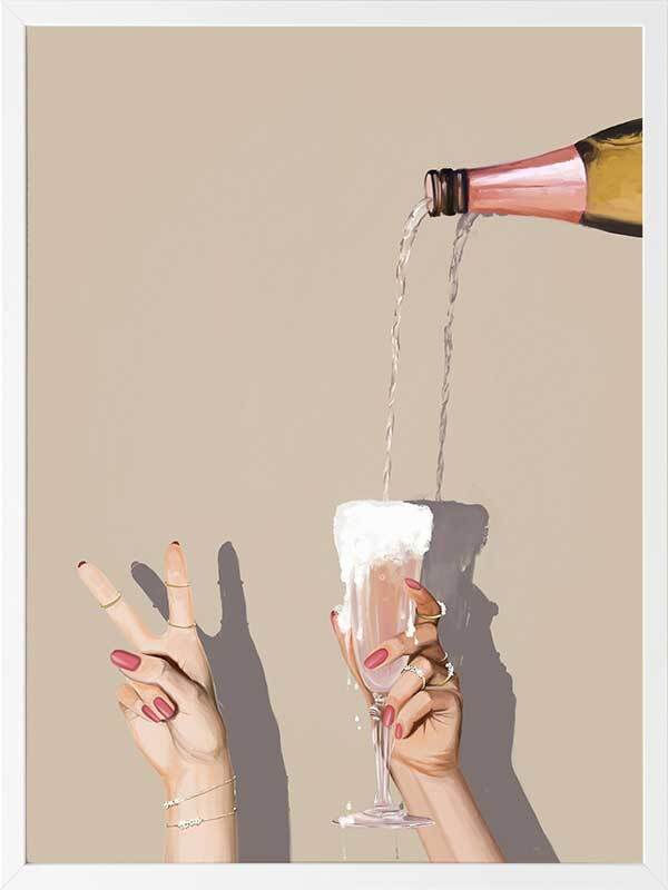 Champagne Showers Framed Wall Art Print - Elegant Home Decor for Living Room, Bedroom & Office
