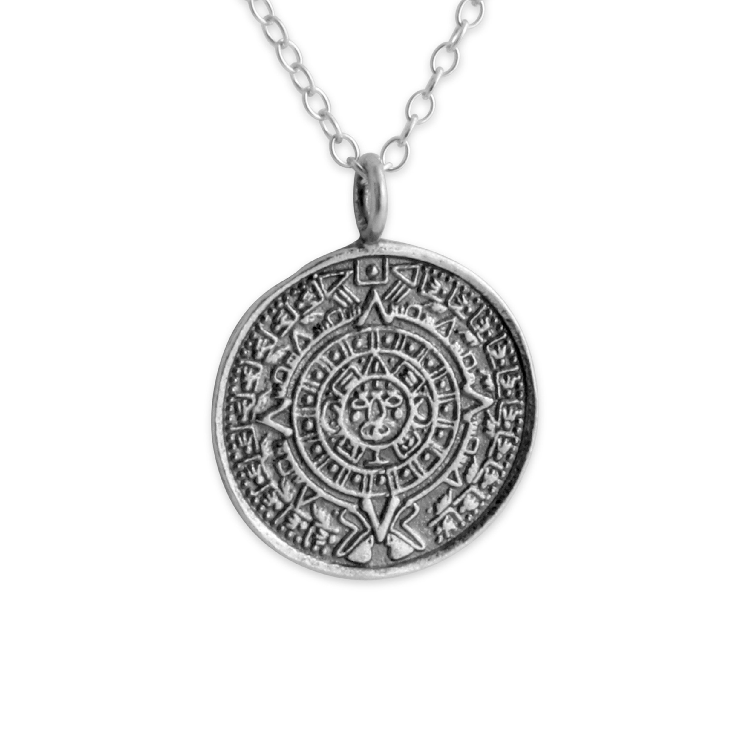 Azaggi 925 Sterling Silver Aztec Calendar Pendant Necklace - Ancient Cultural Charm Jewelry for Men & Women - Perfect Gift for Birthdays, Anniversaries & Special Occasions