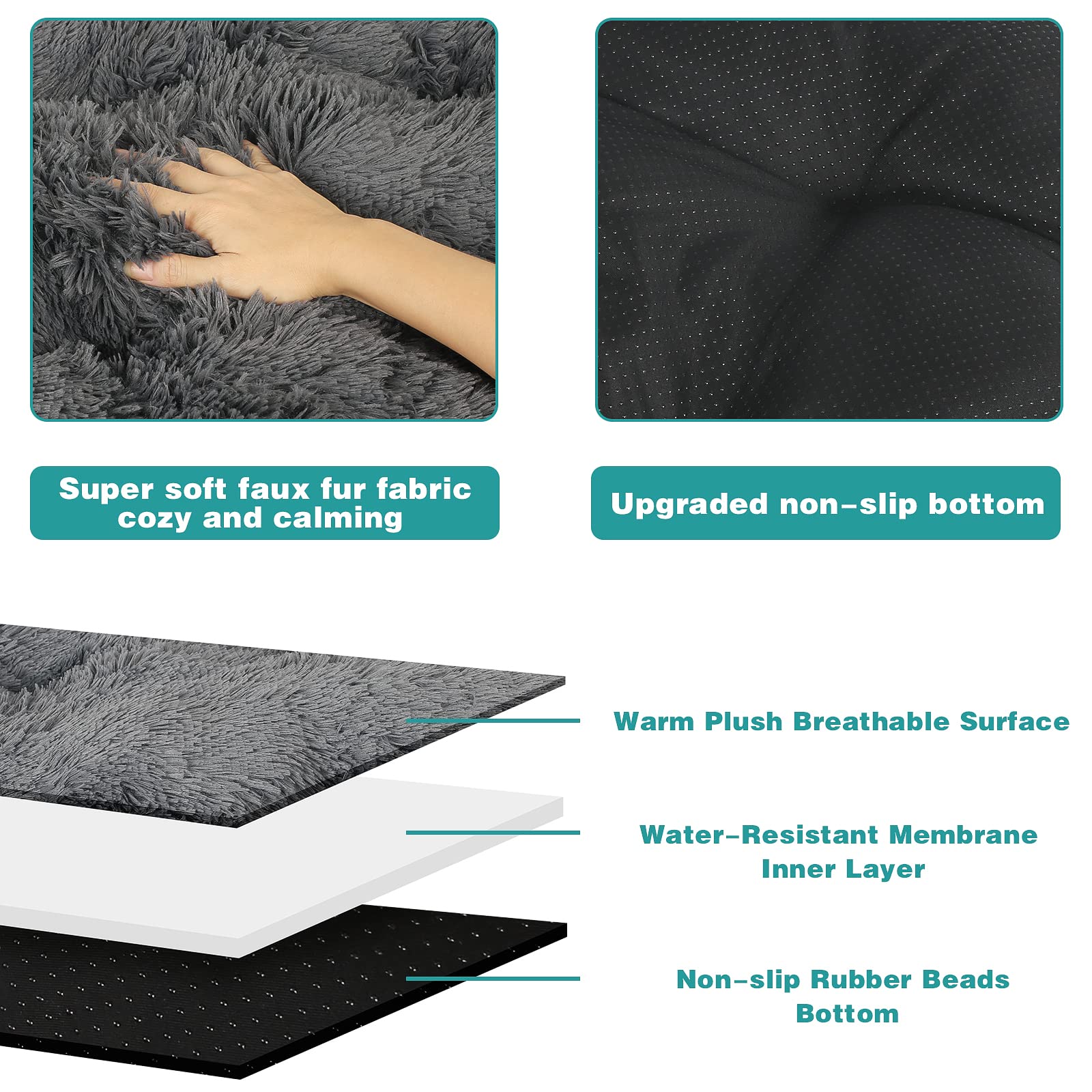 Premium Orthopedic Dog Bed Mat - Plush Soft Washable Crate Pad for Large, Medium & Small Dogs & Cats (24