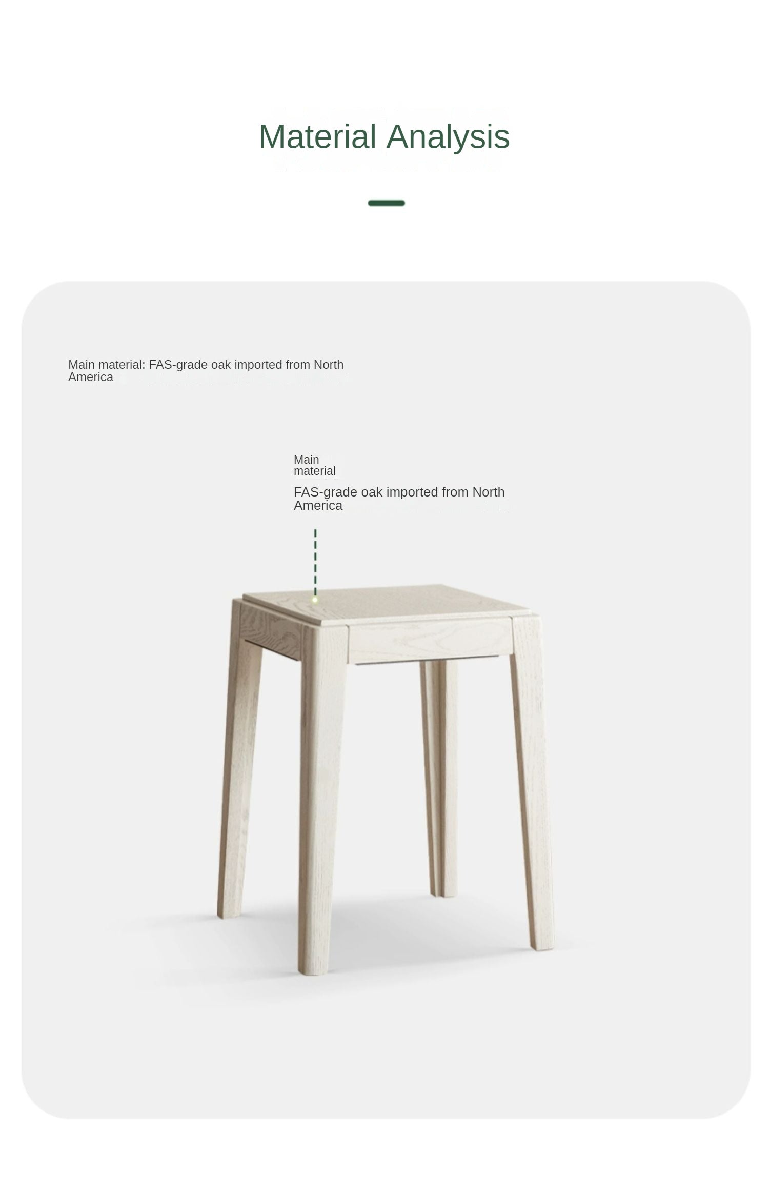 Solid Oak Wood Square Stackable Dining Stool - Sturdy & Space-Saving for Kitchen, Bar, or Dining Room