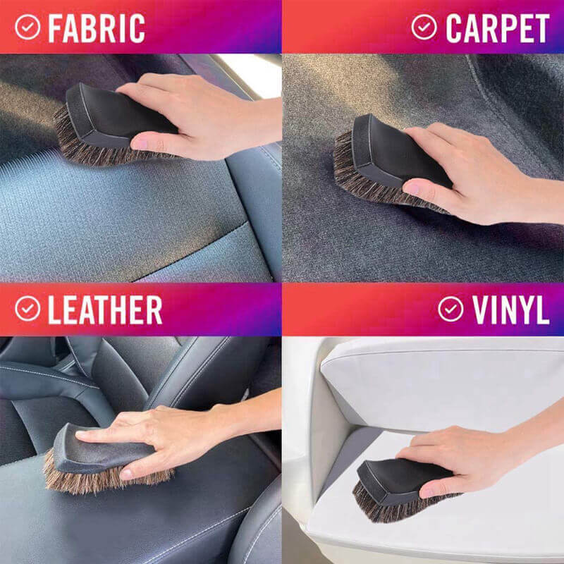 Premium Horse Hair Upholstery Brush - Soft Bristle Furniture Cleaning Brush for Sofa, Car Seats & Fabric Care - Gentle Dusting & Stain Removal Tool for Home & Auto Detailing