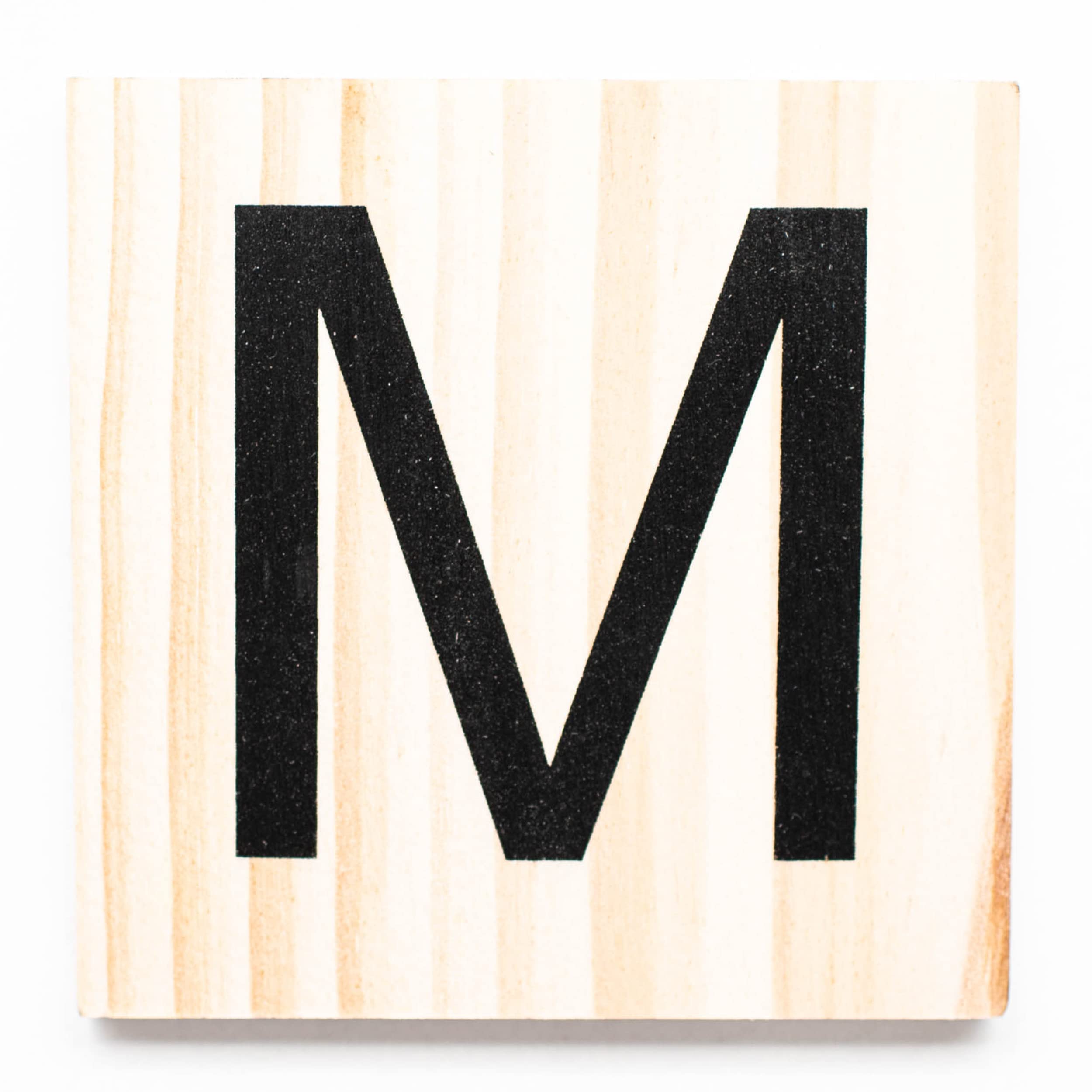 Stiles Letter Tiles - 3.5 Inch Wooden Wall Decor Letters for Home (Letter M) - Perfect for Living Room, Dining Room, Kitchen & Bedroom - Family Signs & Crossword Style Home Decor for Cozy Spaces