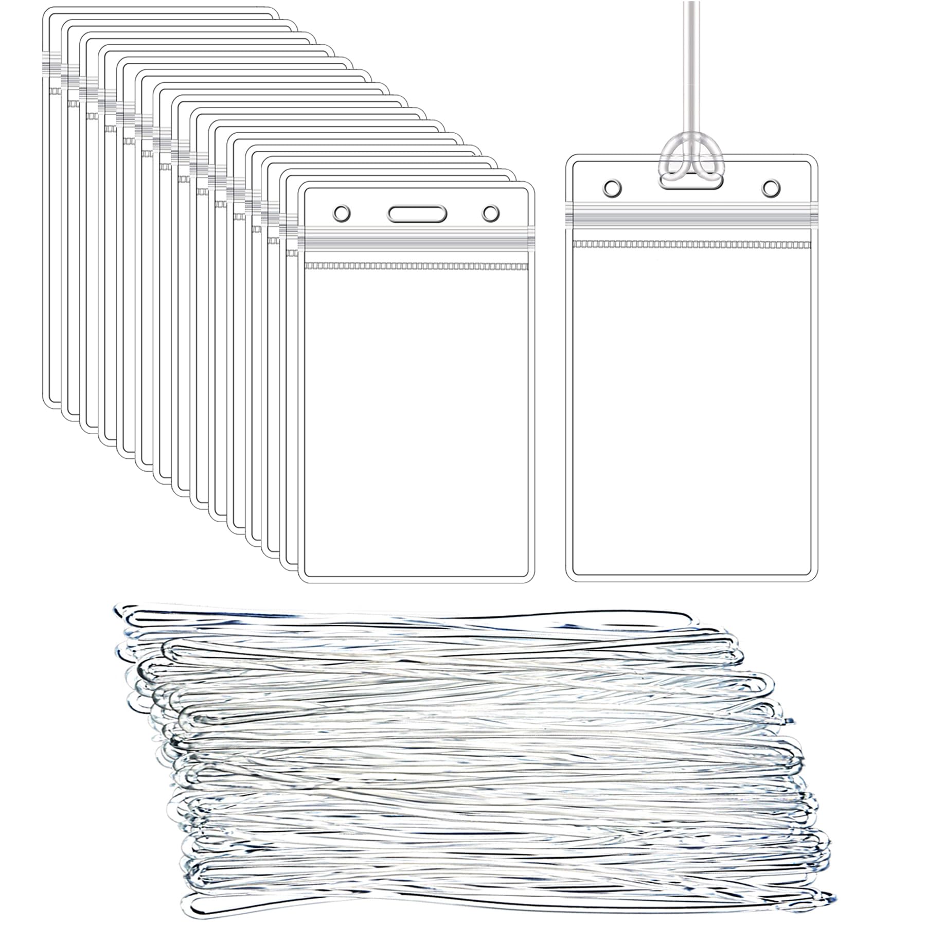 50 Pack Clear Luggage Tags with ID Card Holders & Loop Straps - Durable Travel Bag Tags for Business Trips, Office Supplies & Suitcase Identification (Perfect for Airports, Hotels & Corporate Events)
