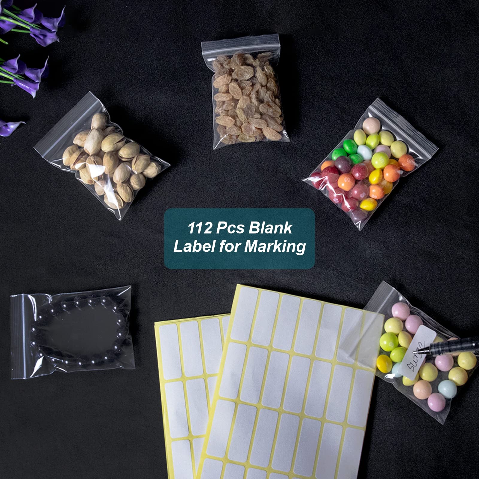 300 PCS 3x4 Inch Small Plastic Zipper Bags - Clear Resealable Jewelry Storage Bags for Pills, Beads, Screws & Crafts | Durable Mini Poly Baggies for Organizing, Packaging & DIY Projects