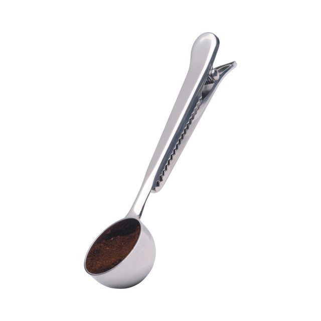 Stainless Steel Coffee Measuring Spoon & Bag Clip - Perfect for Coffee Brewing, Kitchen Storage & Travel Accessories