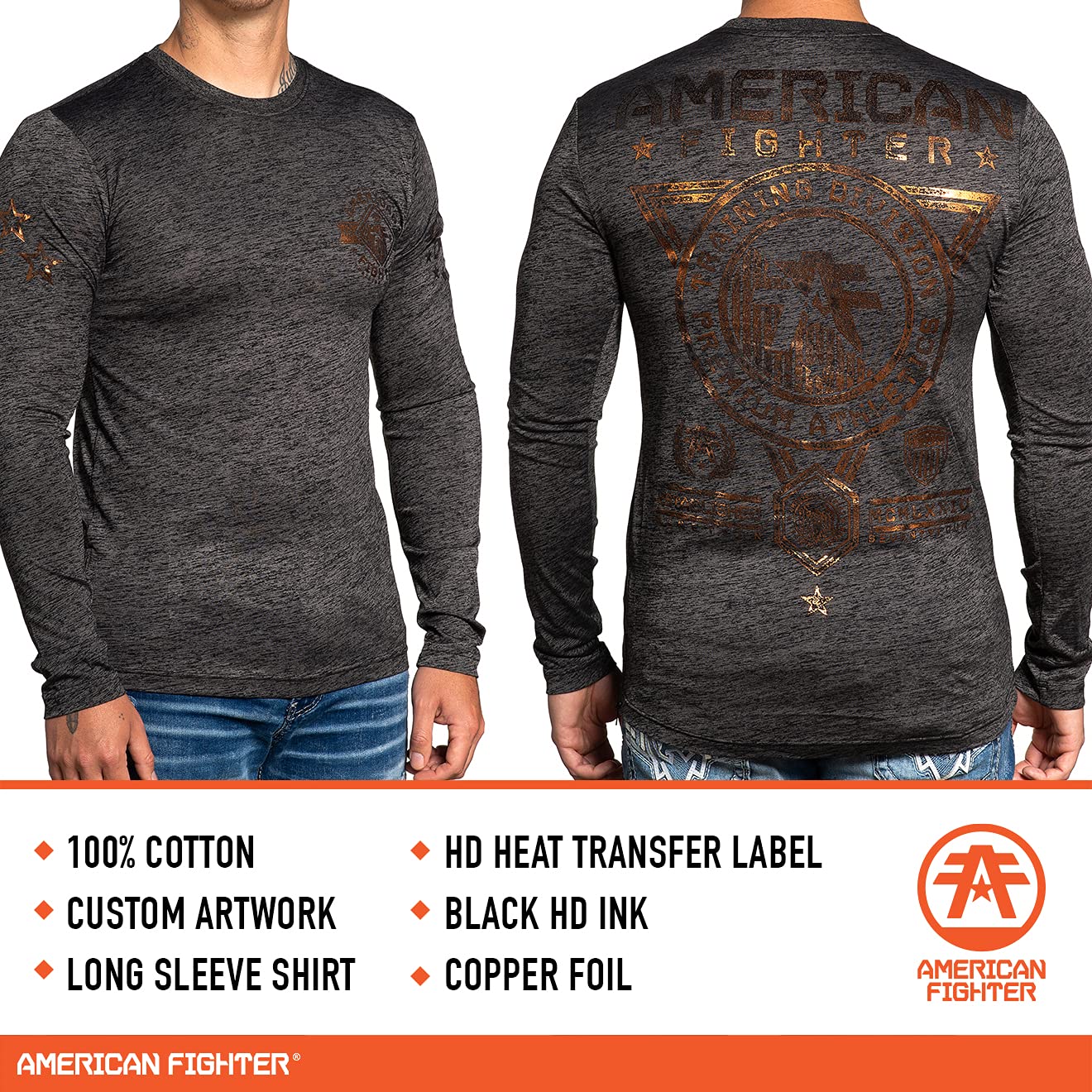 American Fighter Men's Long Sleeve T-Shirts - Comfortable Casual & Athletic Wear for Gym, Workout, and Everyday Use