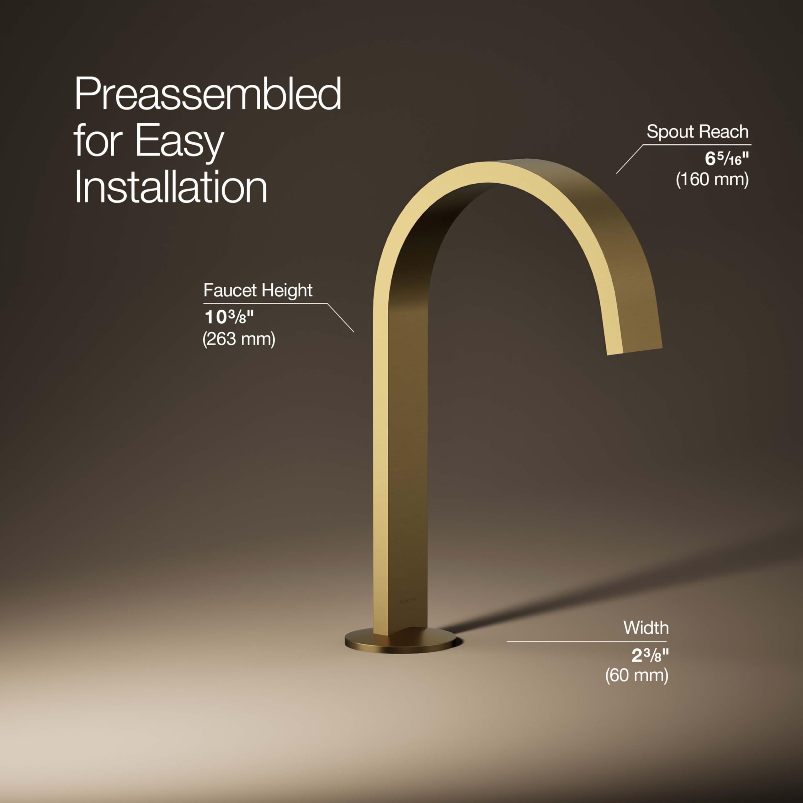 KOHLER Ribbon Design Bathroom Sink Faucet - Modern Waterfall Spout for Vanity & Powder Room - Perfect for Home & Hotel Renovation