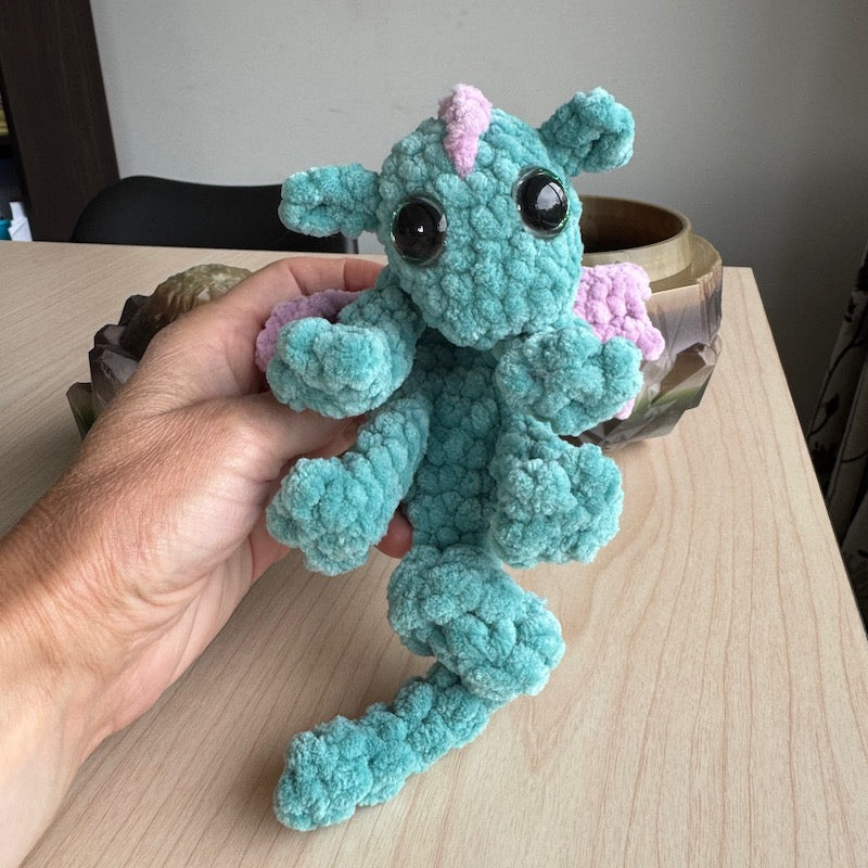 3D Printed Crystal Dragon Egg & Hand Crocheted Diddy Dex Dragon Snuggler - Green Camo Fantasy Collectible for Home Decor, Gift Giving & Dragon Lovers