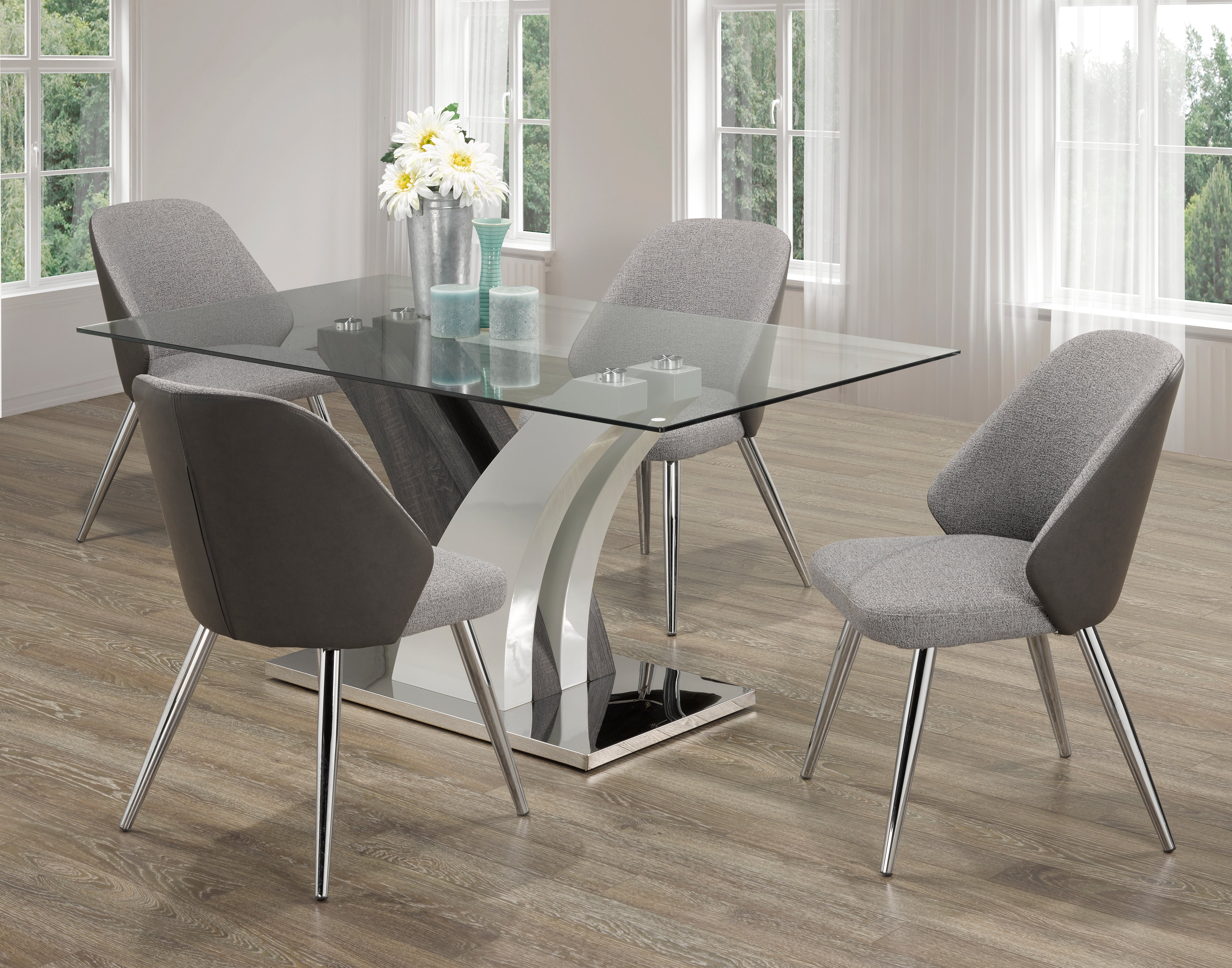 5-Piece Modern Grey Dining Set - Kitchen & Dining Room Table and Chairs for Small Spaces, Compact Homes & Apartments