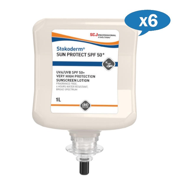 SC Johnson Deb Stokoderm Sun Protect SPF 50+ Sunscreen Lotion - Water Resistant, Broad Spectrum UVA/UVB Protection for Outdoor Sports & Beach Activities
