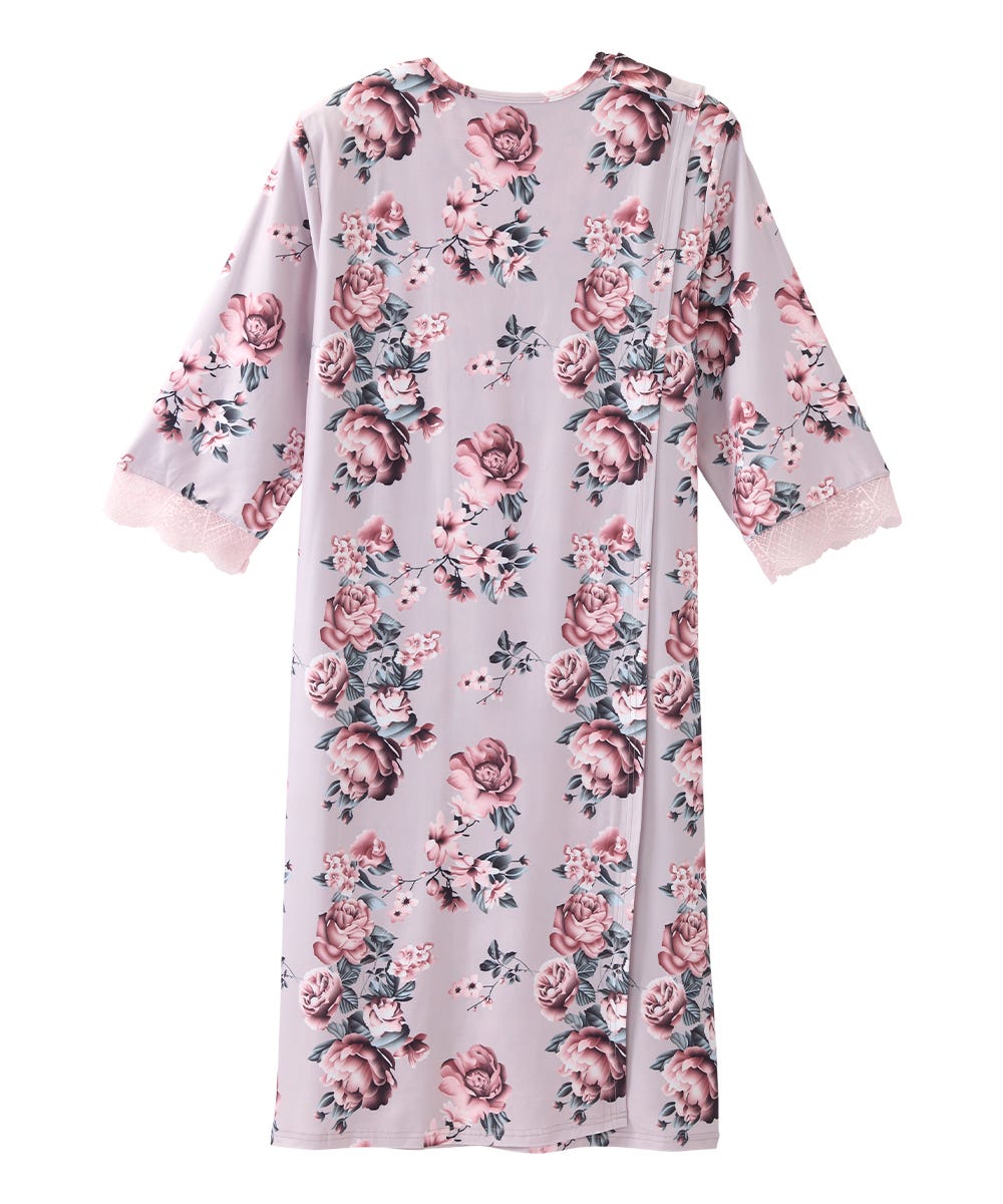 Elegant Women's Open Back V-Neck Lace Trim Nightgown - Soft Sleepwear for Comfortable Nights & Romantic Evenings