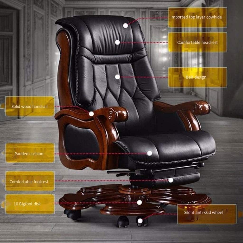 Premium High-Back Ergonomic Leather Executive Office Chair with Adjustable Lumbar Support, Swivel & Reclining Function - Perfect for Home Office, Conference Rooms & Manager Suites