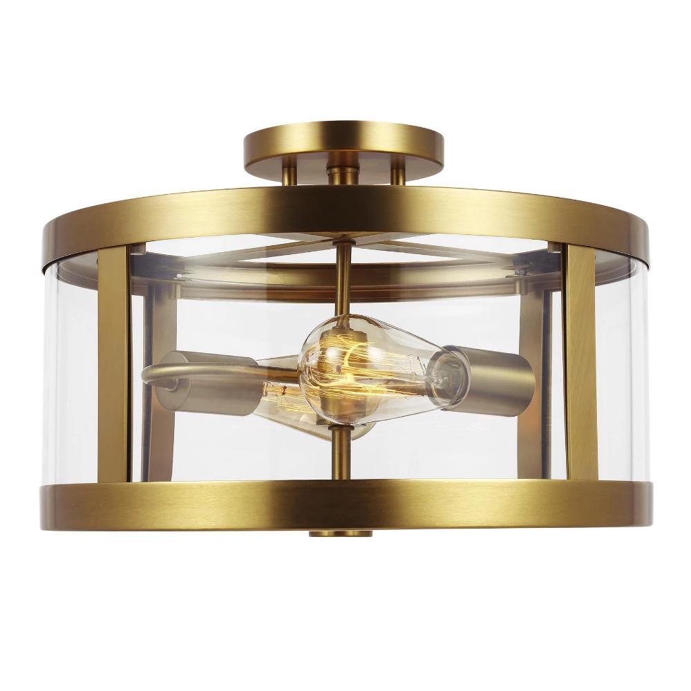 Vankovich 2-Light Semi Flush Mount Ceiling Light Fixture - Modern LED Lighting for Bedroom, Hallway & Entryway - Brushed Nickel Finish