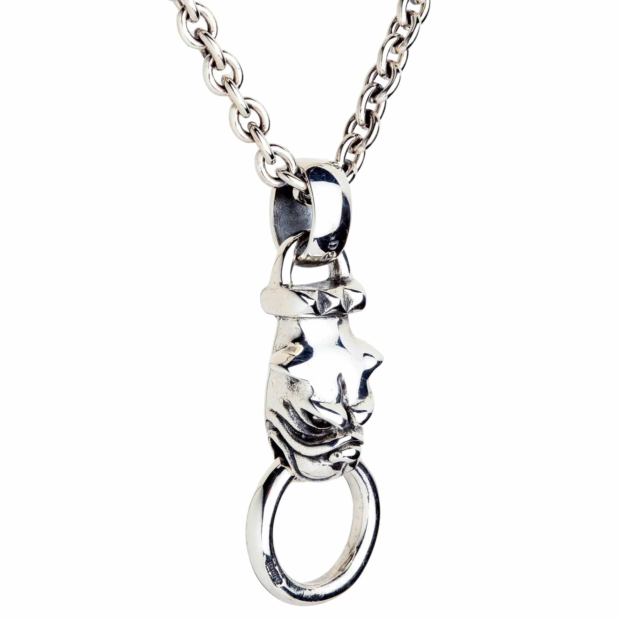 Men's Heavy Bulldog Head Sterling Silver Biker Pendant Necklace - Gothic Punk Jewelry for Motorcycle Enthusiasts - Perfect for Biker Gangs, Rock Concerts & Tough Style Fashion