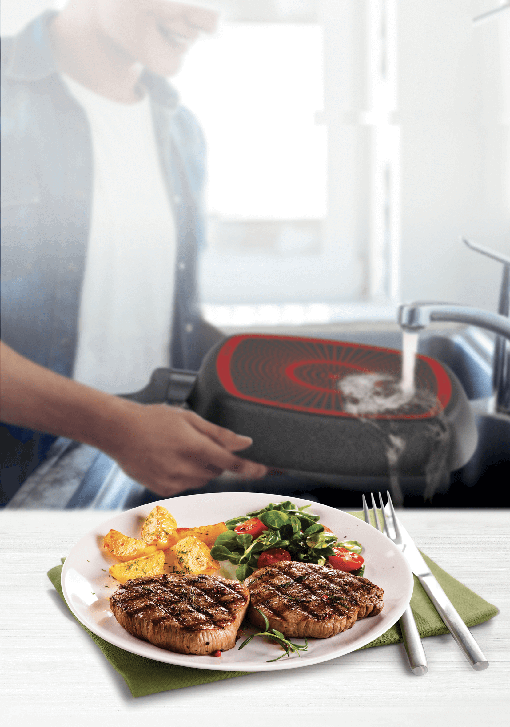 Tefal Simply Clean Non-Stick Grill Pan 26x26cm - Perfect for Indoor Grilling, BBQ, Steaks & Pancakes
