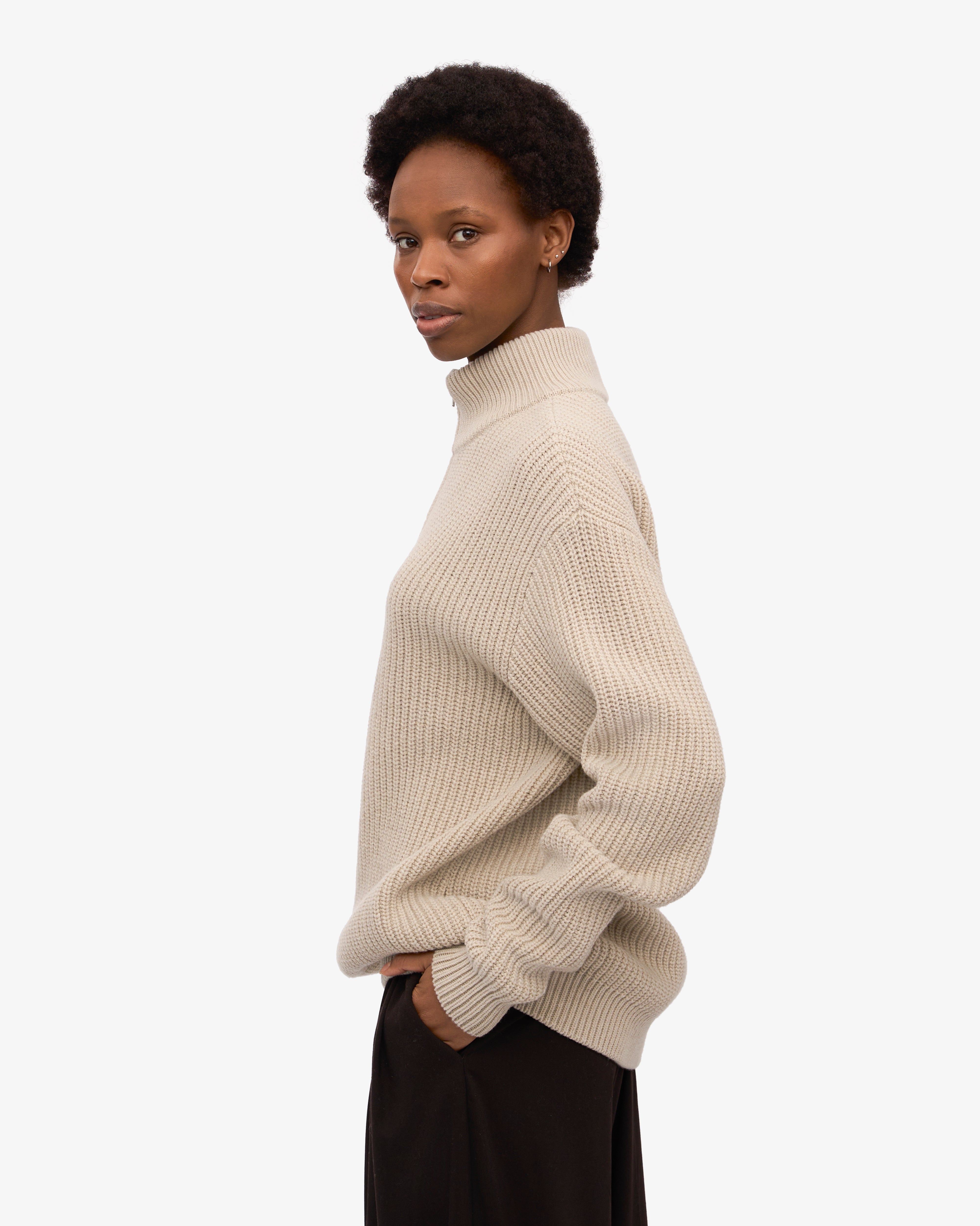 Premium Merino Wool Quarter Zip Sweater for Men - Ivory White - Ideal for Outdoor Adventures & Casual Wear