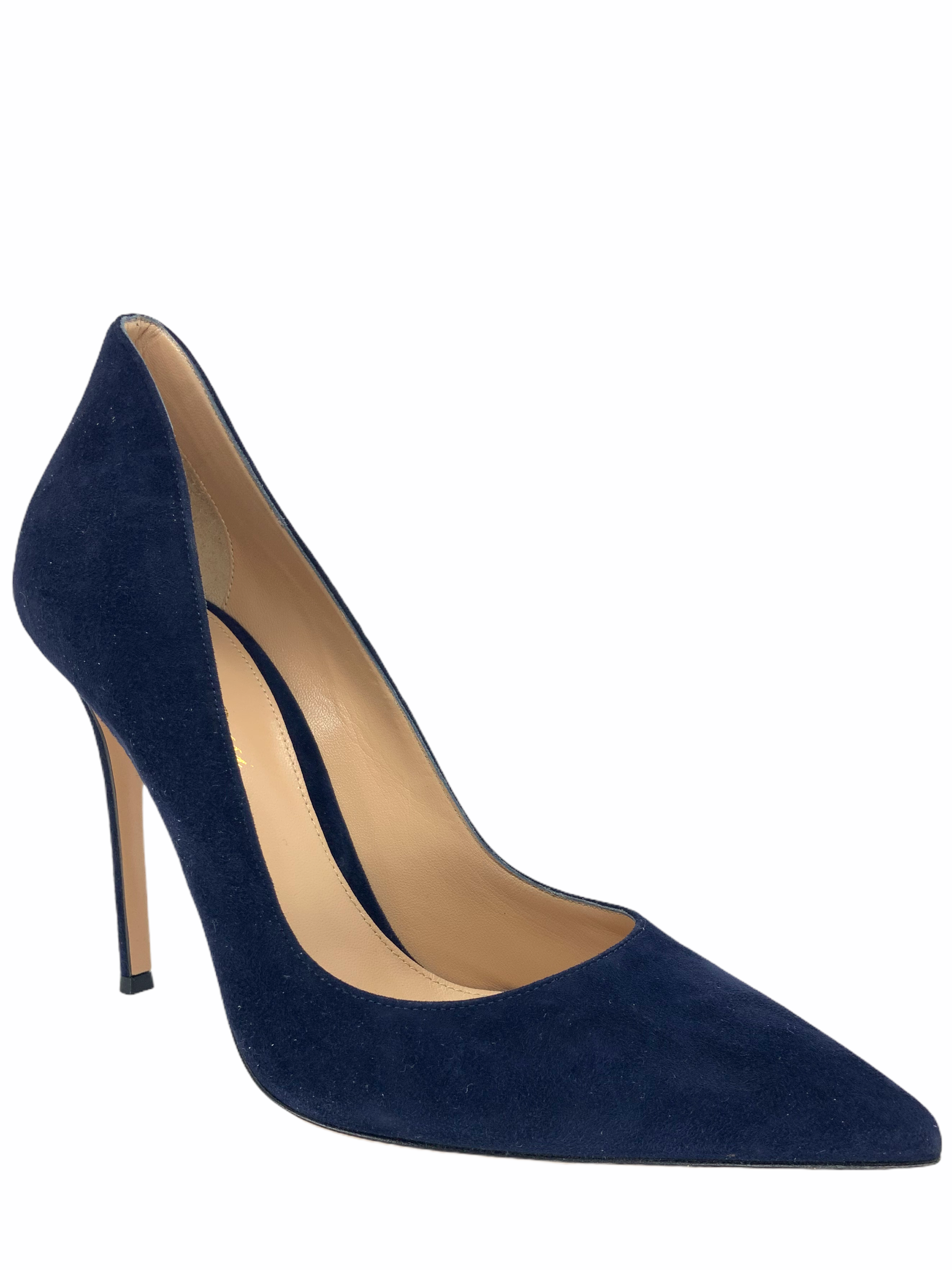 Gianvito Rossi Women's Suede Pointed Toe High Heel Pumps Size 9 US - Elegant Dress Shoes for Work, Party & Special Occasions