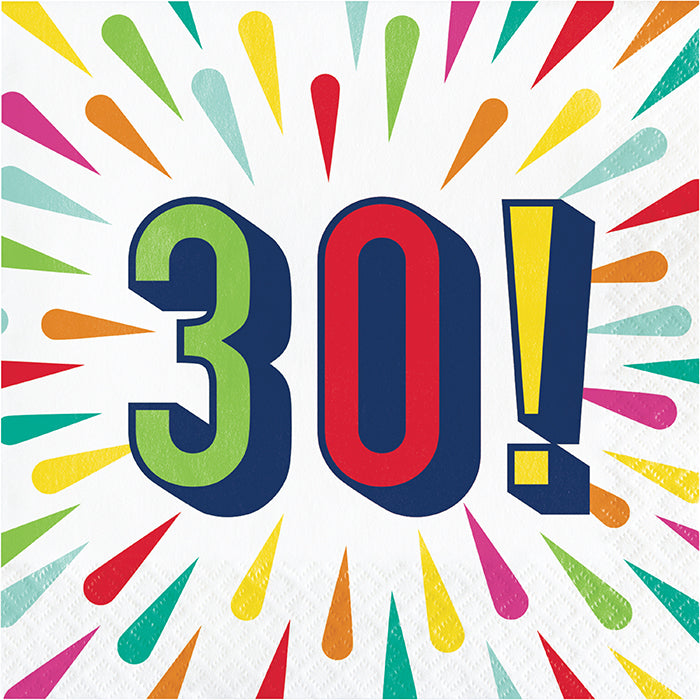 30-Pack Colorful Birthday Burst Luncheon Napkins - Premium Disposable Party Napkins for Birthday Celebrations, Baby Showers & Special Events