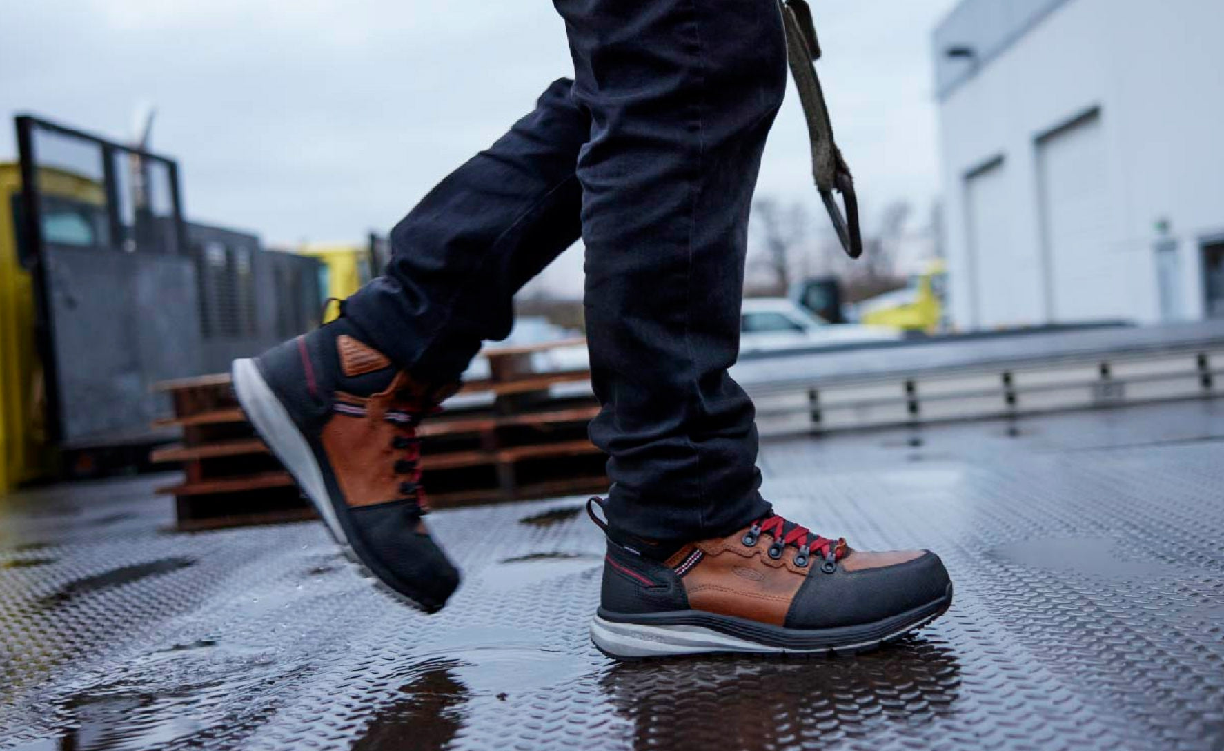 Men's Red Hook Waterproof Work Boots with Carbon Toe - Tobacco/Black - Slip Resistant Safety Shoes for Construction, Hiking & Outdoor Work