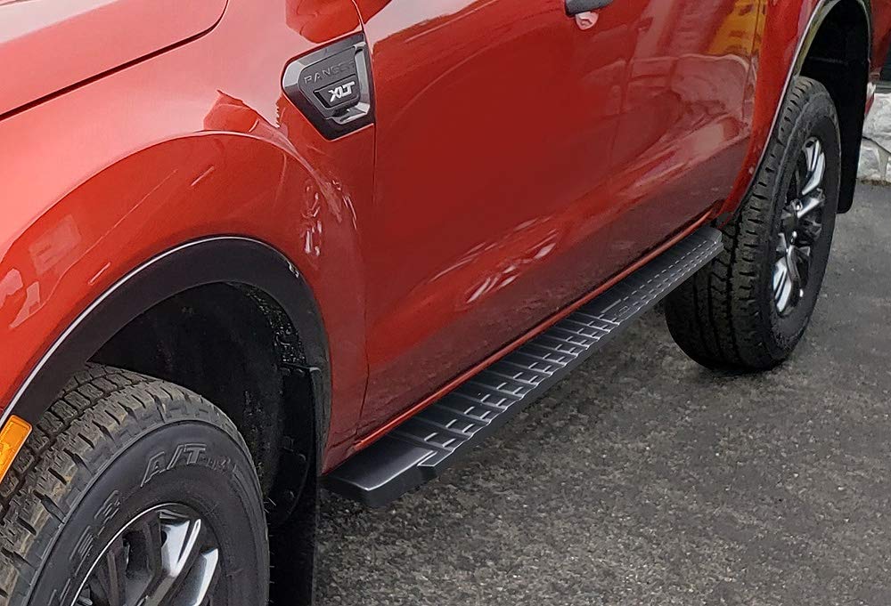 APS Black Blow Molded Nerf Bars Running Boards for 2019-2023 Ford Ranger SuperCrew Cab 4-Door | Heavy Duty Side Step Rails for Off-Road & Daily Driving Protection