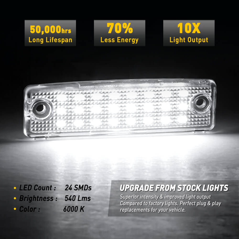 LED License Plate Lights 6000K White - Compatible with 1996-2022 Toyota 4Runner & 2001-2022 Toyota Sequoia - Bright Tag Light Lamp Assembly for Enhanced Night Visibility & Style Upgrade