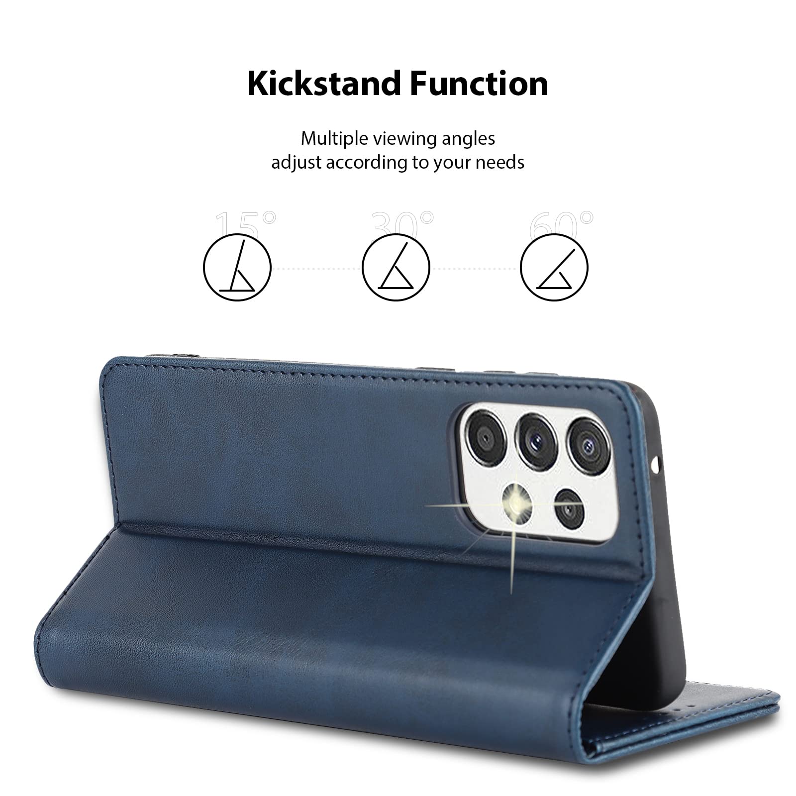 Havaya Samsung Galaxy A53 5G Wallet Case with Card Holder - Flip Folio Cover for Women (Dark Blue) | Perfect for Work, Travel & Everyday Protection