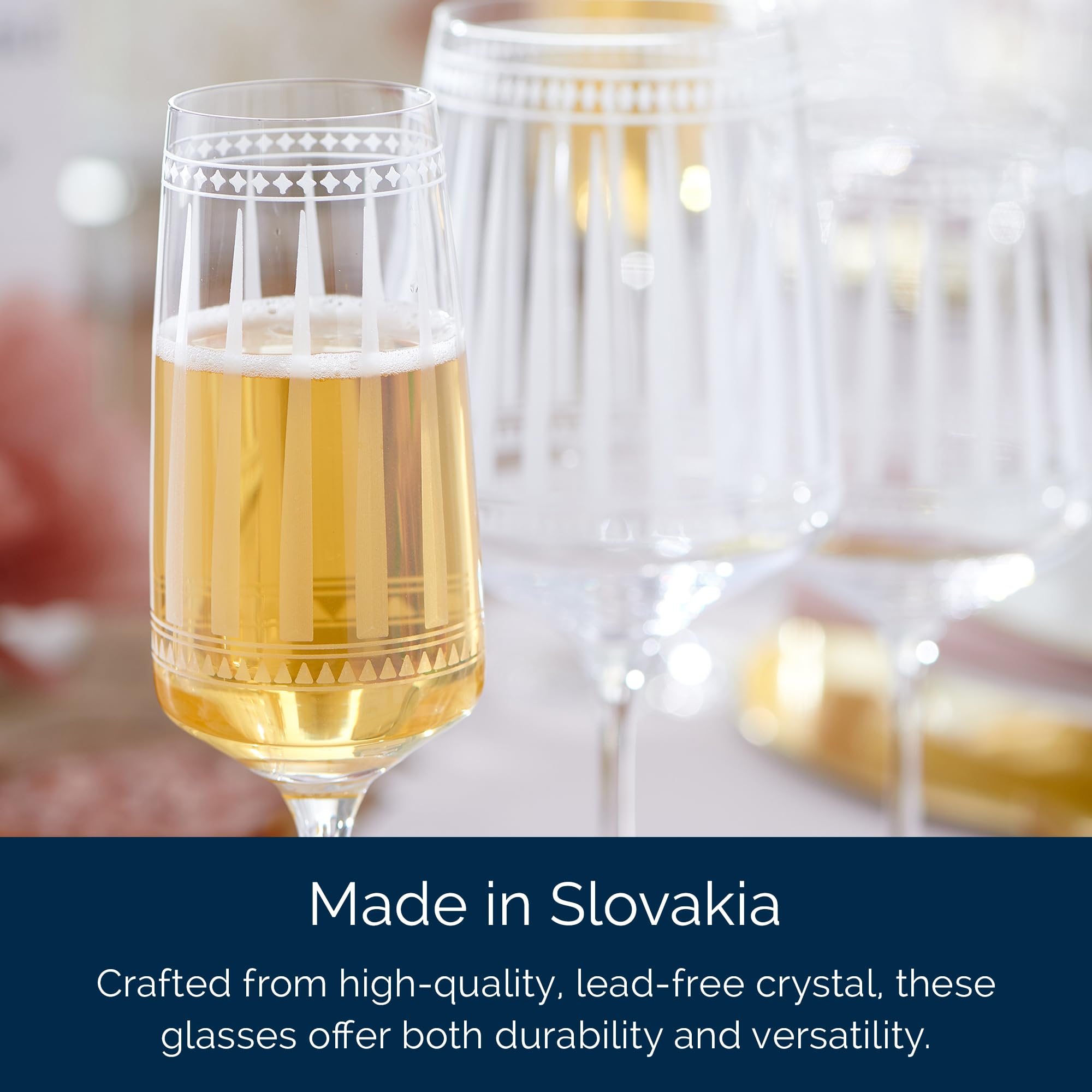 Premium Handcrafted Lead-Free Crystal Champagne Glasses Set of 2 - 9 Oz Elegant Artisan Drinking Glassware for Weddings, Parties & Special Occasions | Perfect for Anniversary Gifts, Romantic Dinners & Celebratory Toasts