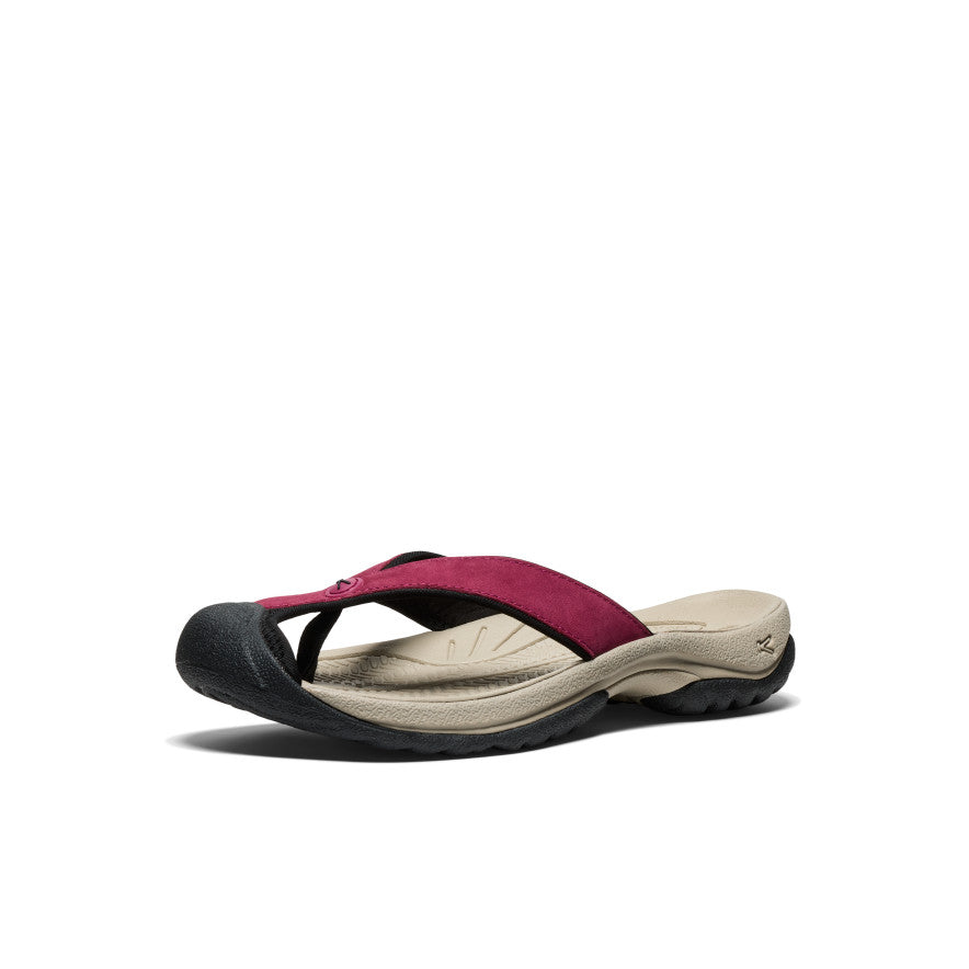 Women's Waimea Leather Flip Flops - Comfortable & Stylish Sandals for Summer | Beaujolais Wine Red | Perfect for Beach, Pool & Casual Outings