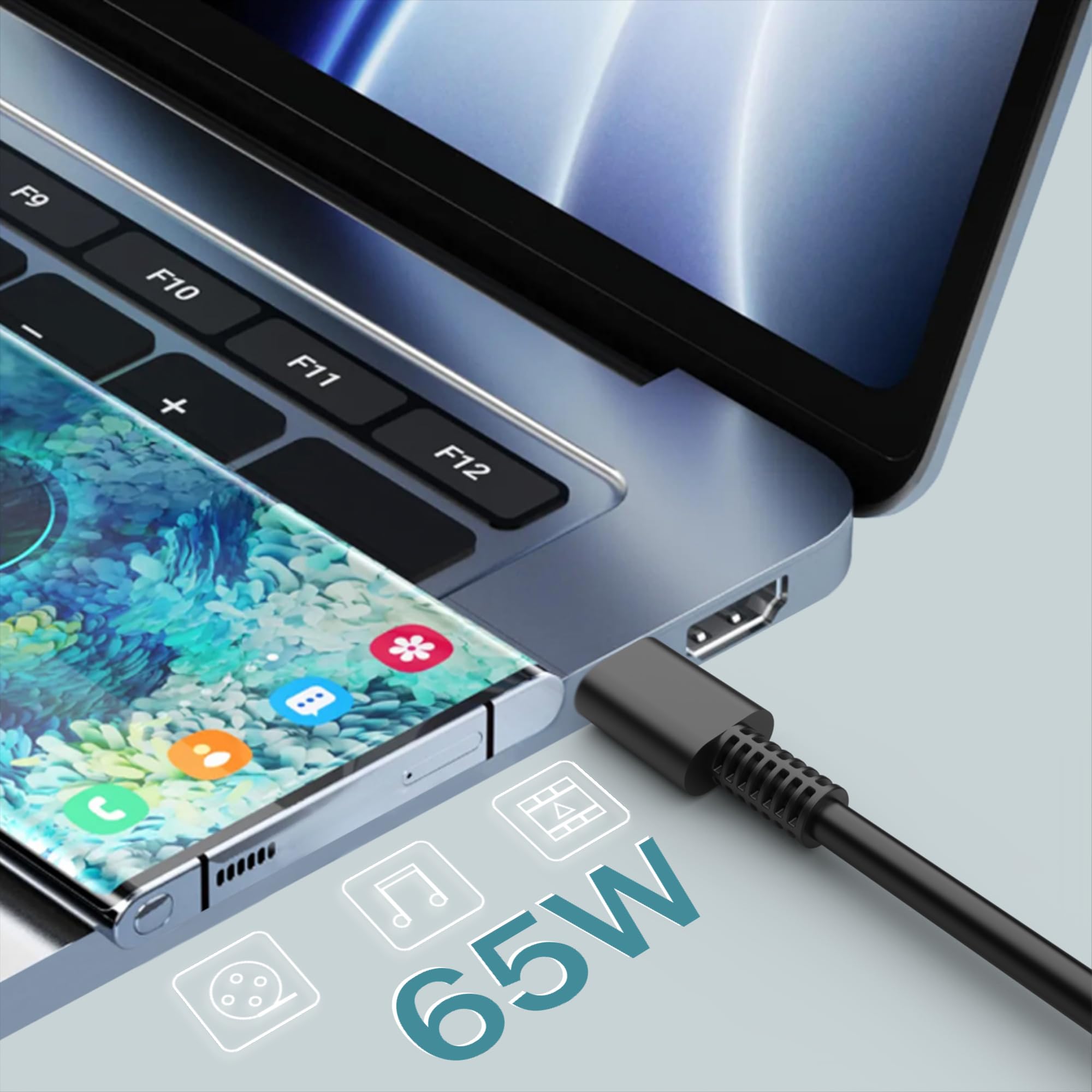 65W USB C Laptop Charger - Universal Type C Fast Charger Compatible with Lenovo, Dell, HP, Acer, Asus, Samsung & Google Chromebooks - Perfect for Home, Office & Travel Use