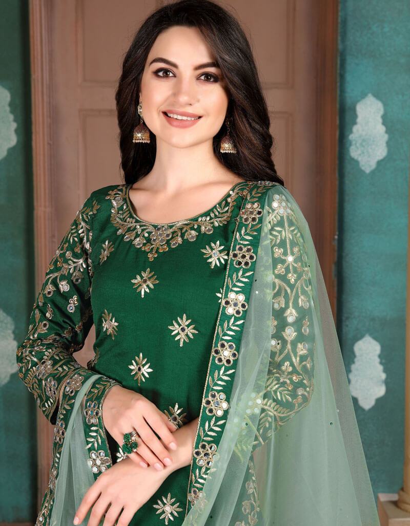 Elegant Bottle Green Art Silk Palazzo Dress for Women - Comfortable & Stylish Maxi Dress for Parties, Weddings & Summer Outings
