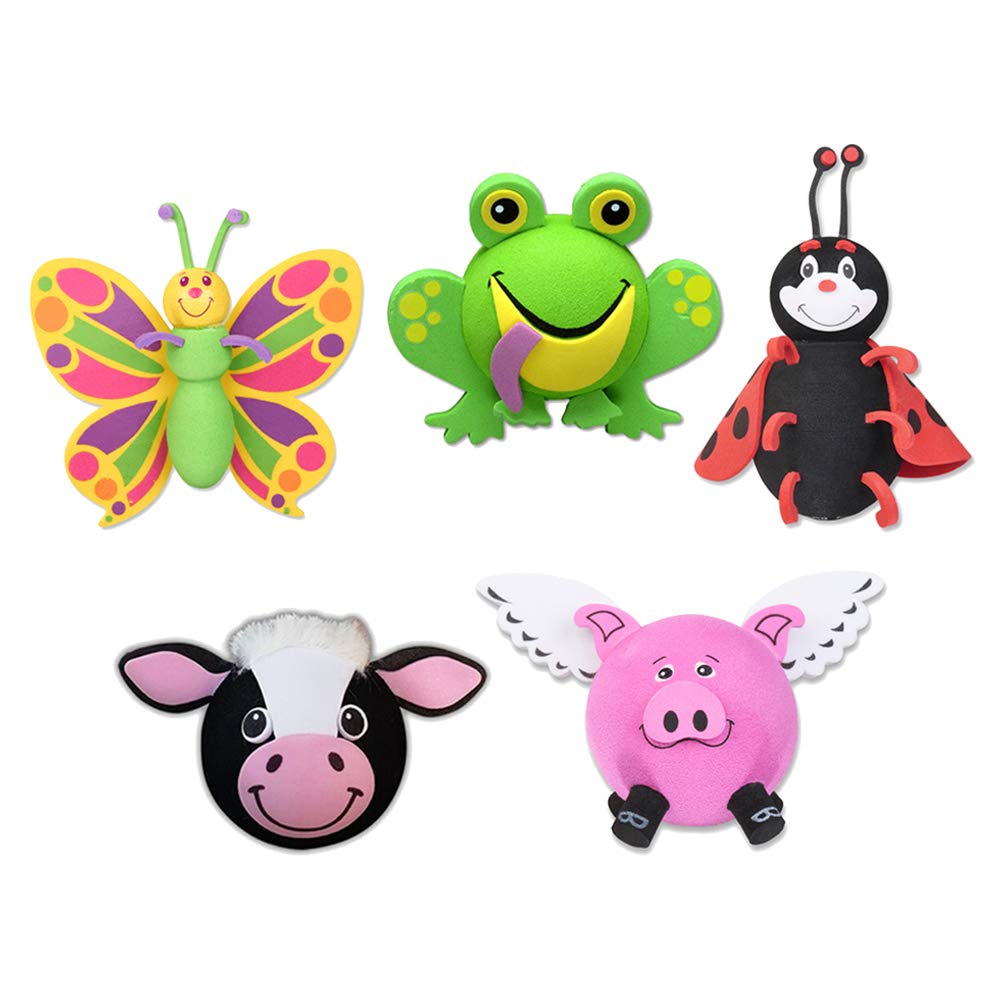 Colorful Animal Car Antenna Toppers & Mirror Danglers - 5-Pack Dashboard Decor (Butterfly, Frog, Ladybug, Cow, Flying Pig) for Car Accessories & Road Trip Fun