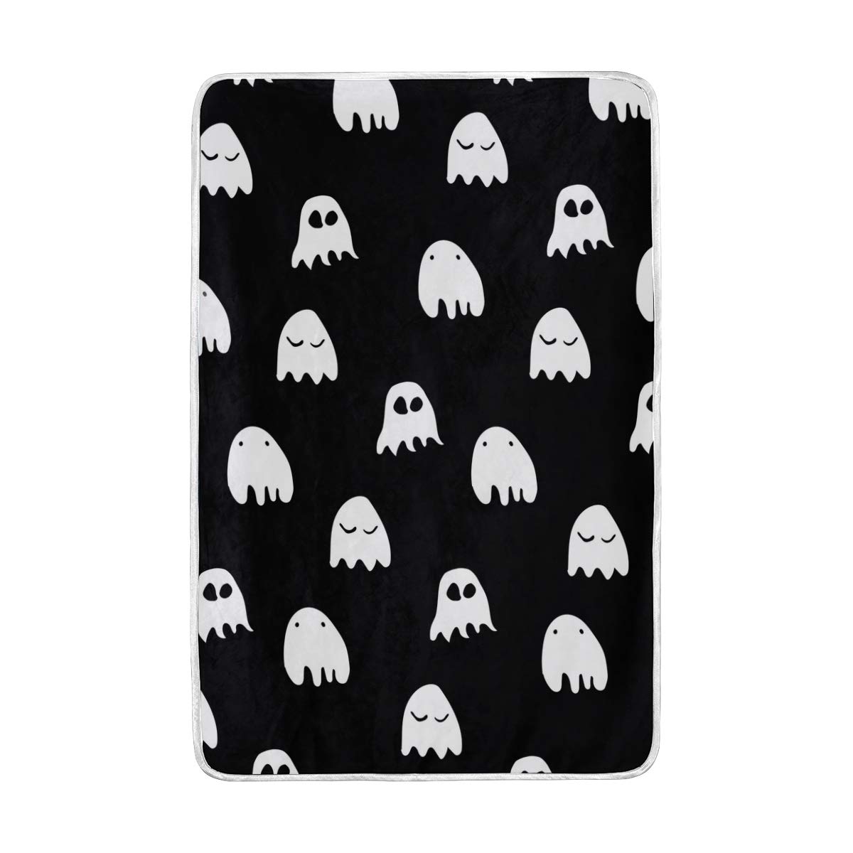 Premium Black and White Ghost Print Super Soft Blanket - Ultra Warm Polyester Microfiber Bedding - Lightweight Plush Throw for Sofa, Couch & Bed (60x90 Inches) - Perfect for Halloween Decor, Cozy Movie Nights & Gift Giving