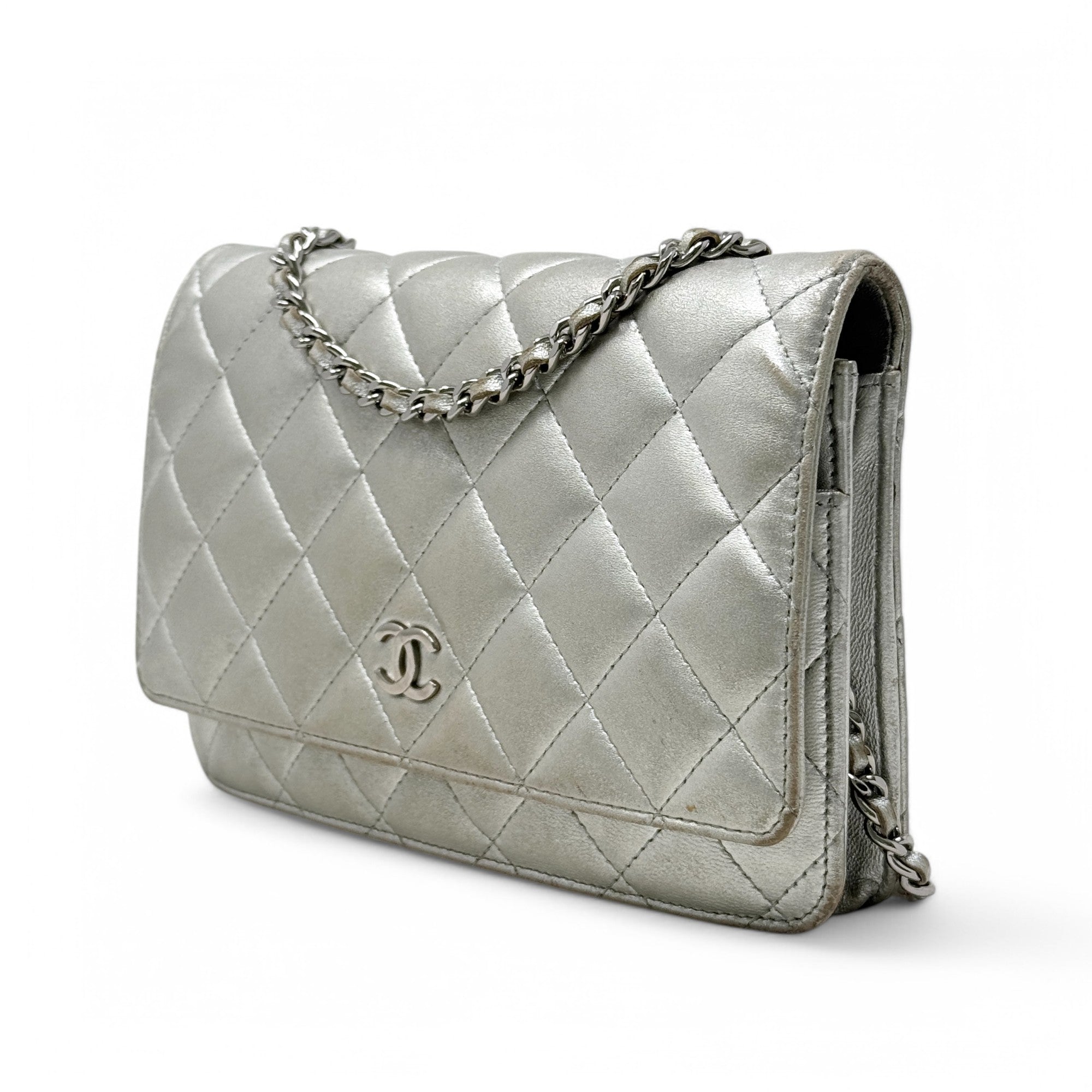 Chanel Silver Wallet On Chain Crossbody Bag - Luxury Designer WOC for Women | Perfect for Parties, Date Nights & Everyday Use
