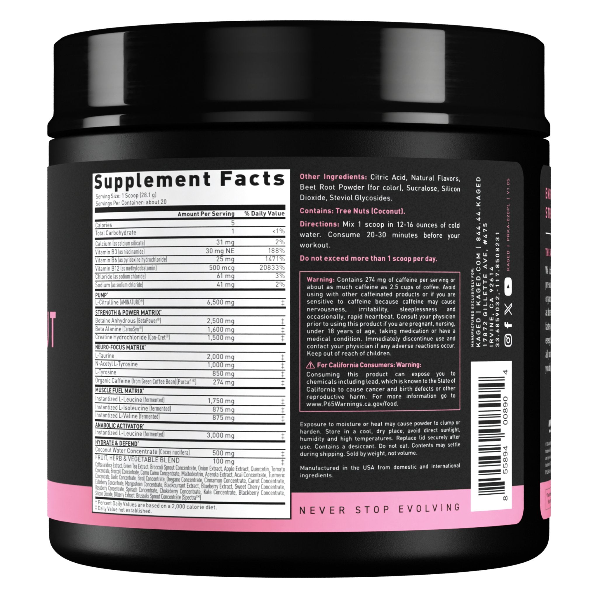 Kaged Pre Workout Supplement - Boost Energy, Focus & Performance for Gym & Fitness Training | Best for Athletes & Bodybuilders
