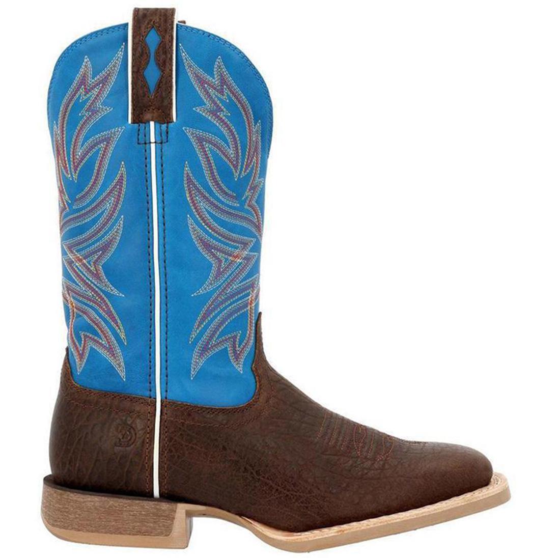 Rebel Pro Bay Brown & Brilliant Blue Western Boots for Men - Genuine Leather Cowboy Boots with Comfortable Cushion - Perfect for Rodeo, Country Dance & Western Fashion