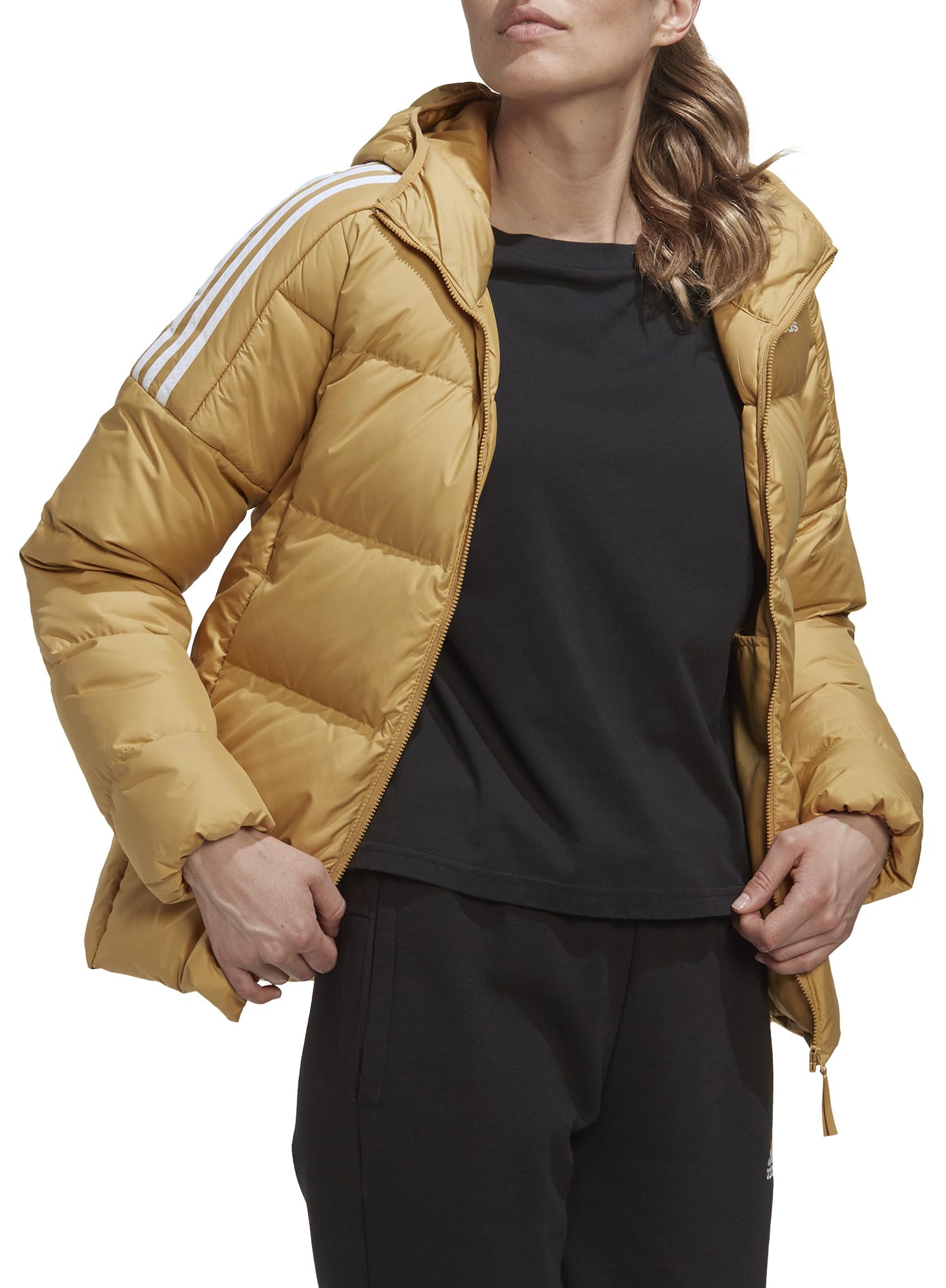 Adidas Women's Essentials Midweight Down Hooded Jacket - Warm Winter Coat for Outdoor Activities, Hiking & Casual Wear